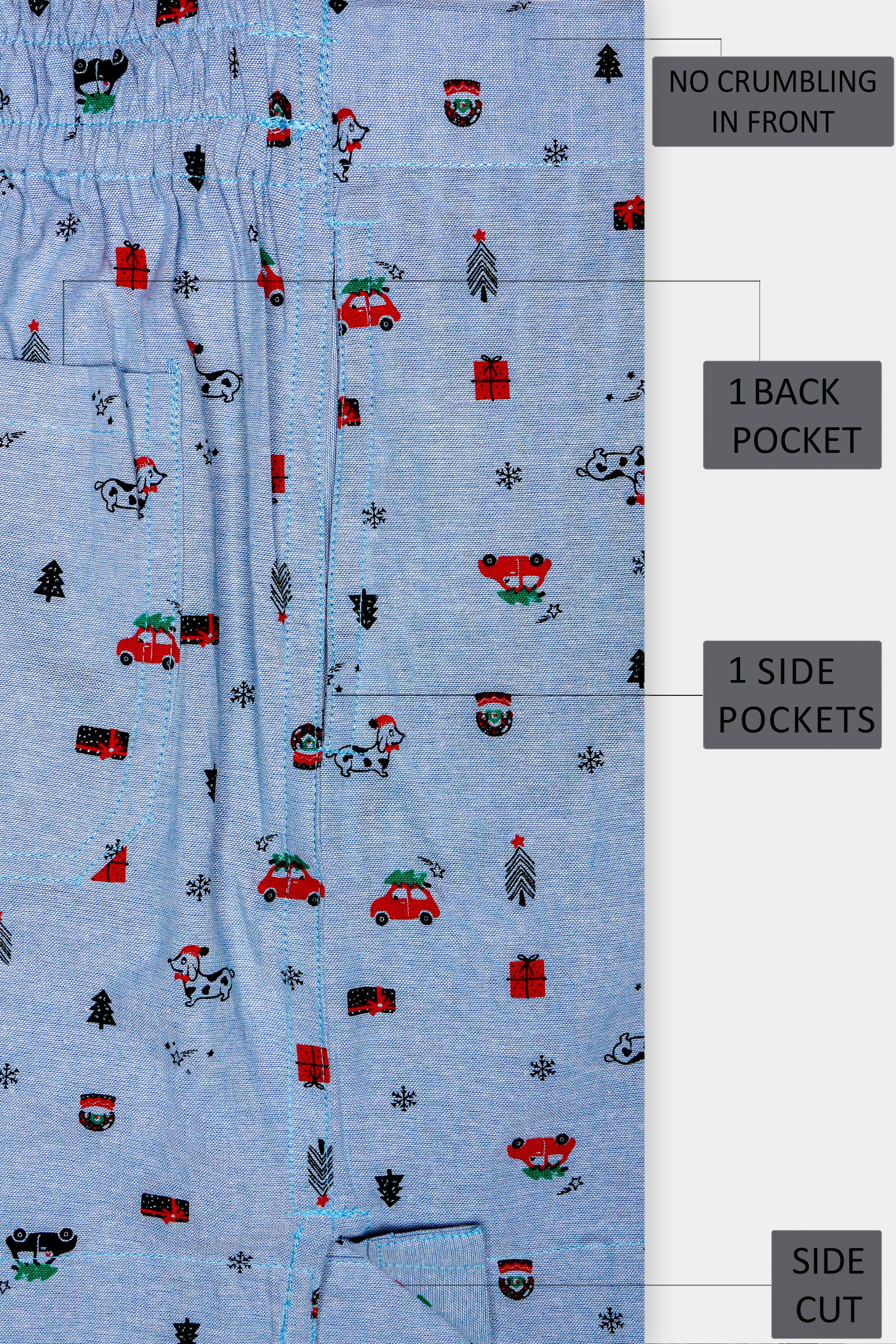 Nepal Blue christmas Printed Oxford Premium Cotton Boxer