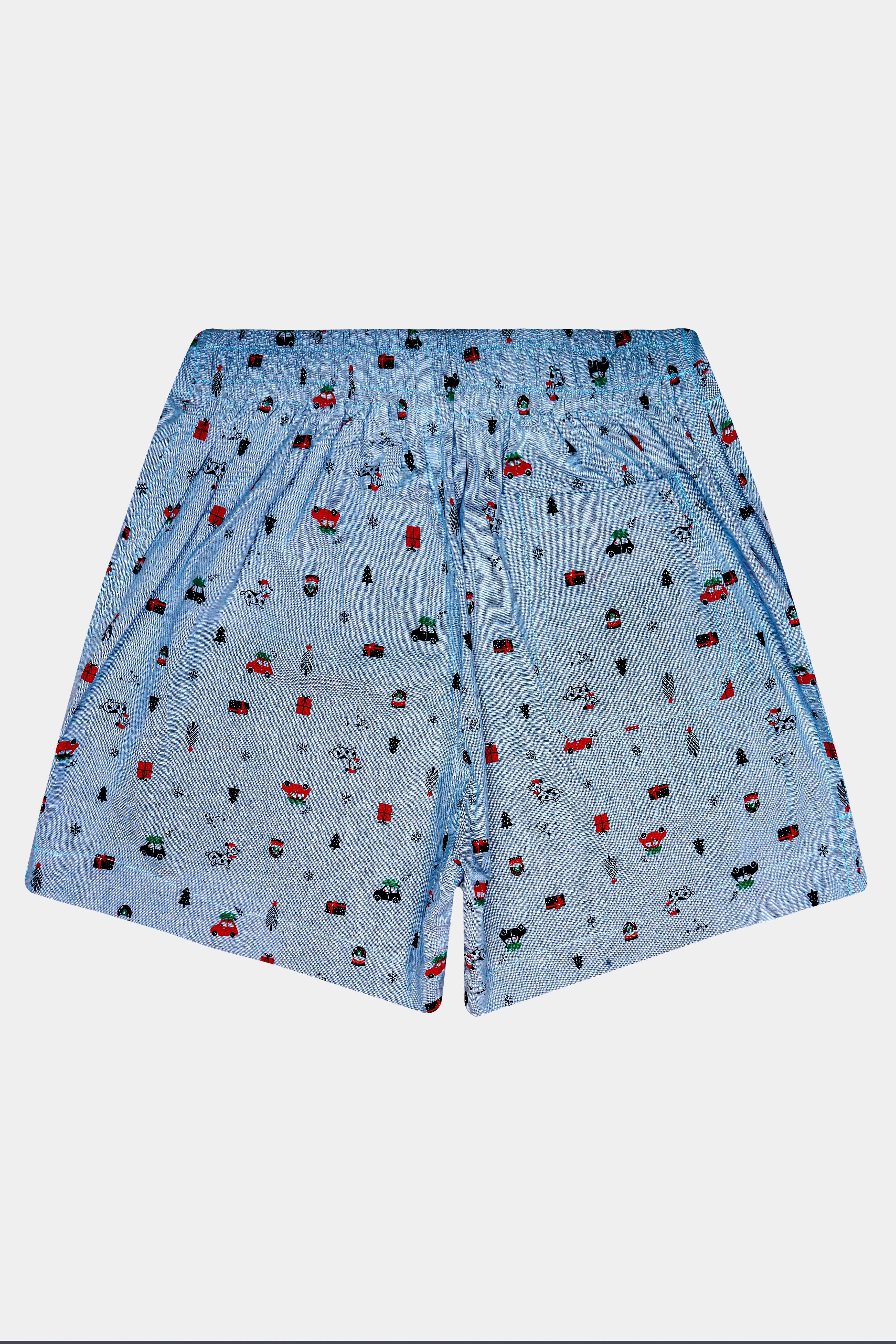 Nepal Blue christmas Printed Oxford Premium Cotton Boxer