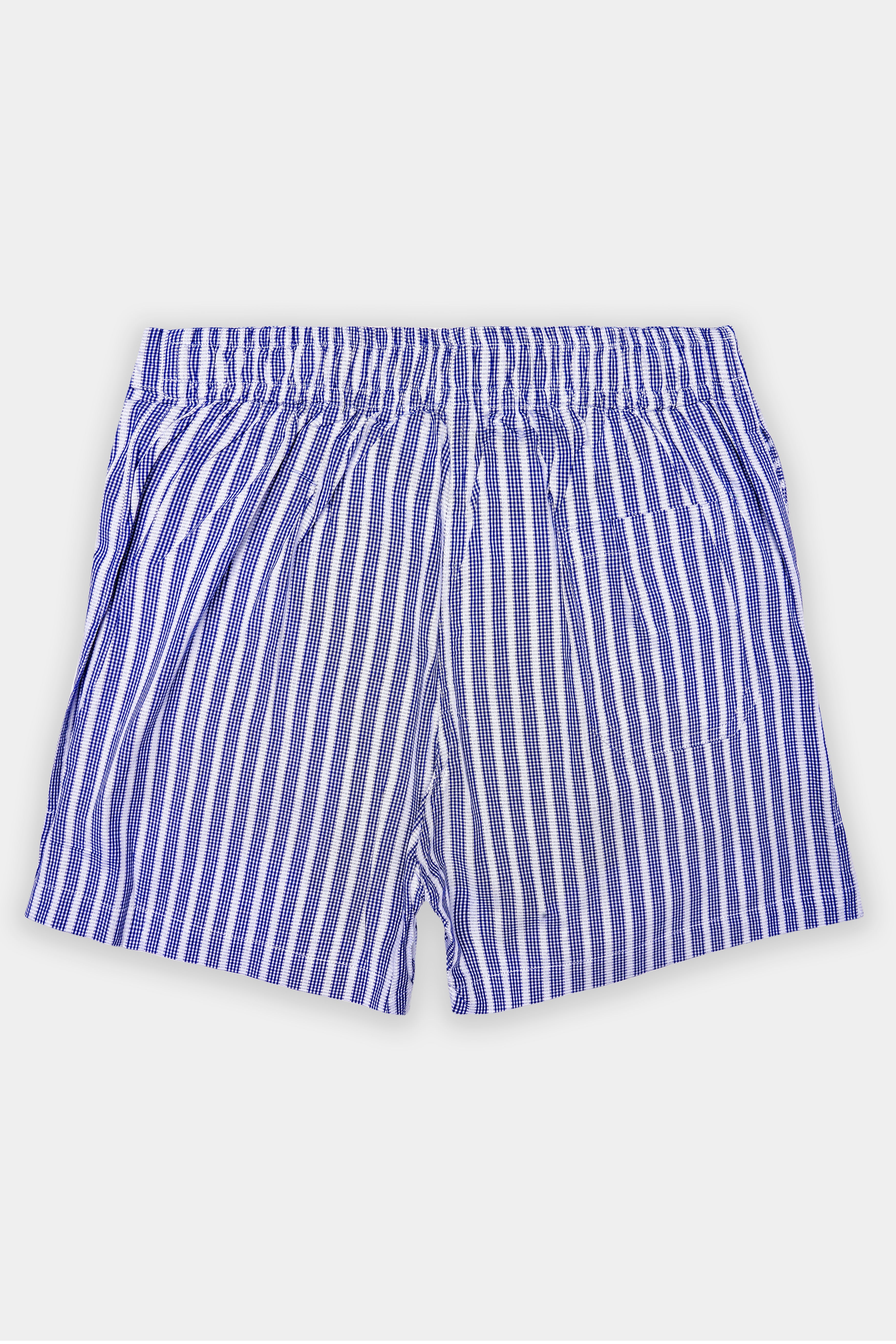 Arapawa Blue And Bright White Stripes Dobby Textured Premium Giza Cotton Boxer