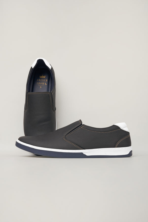 Dark Gray Vegan Leather Smart Casual Shoes