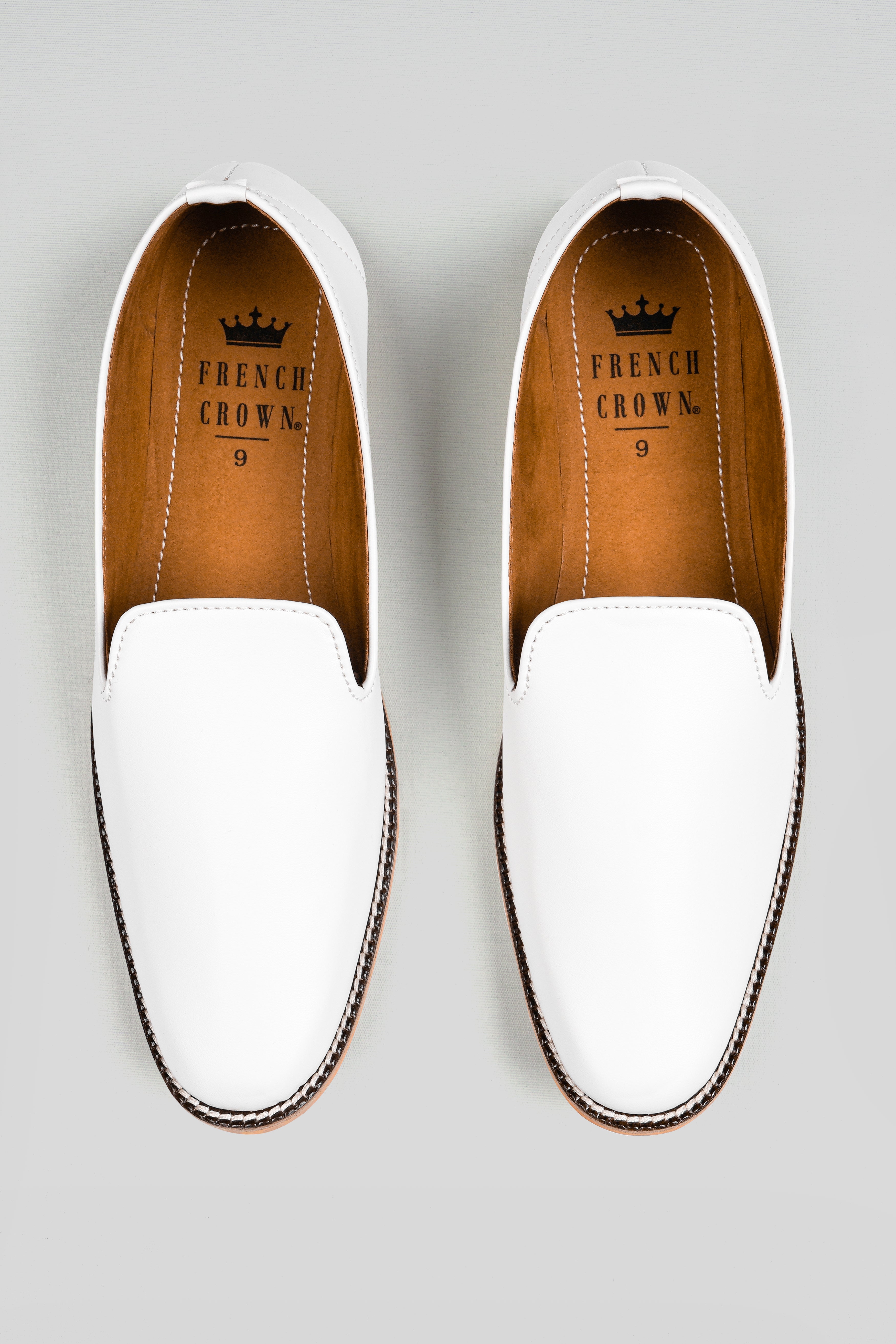 Bright White Vegan Leather Hand Stitched Mojri Slip-On Shoes FT144-6, FT144-7, FT144-8, FT144-9, FT144-10, FT144-11