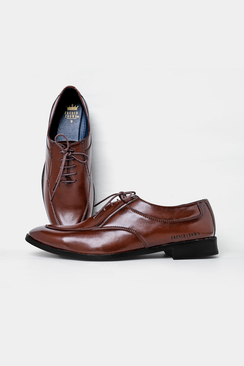 Brown Vegan Leather Oxford Shoes
