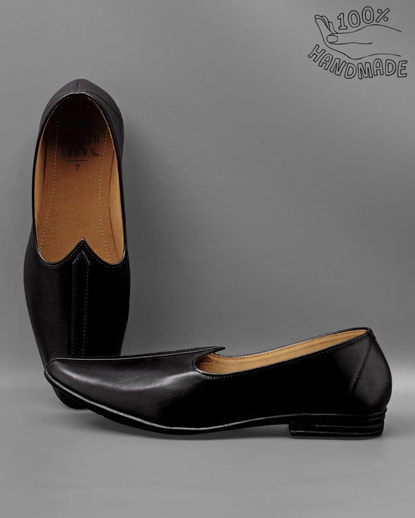 Jade Black Vegan Leather Hand stitched Jutis