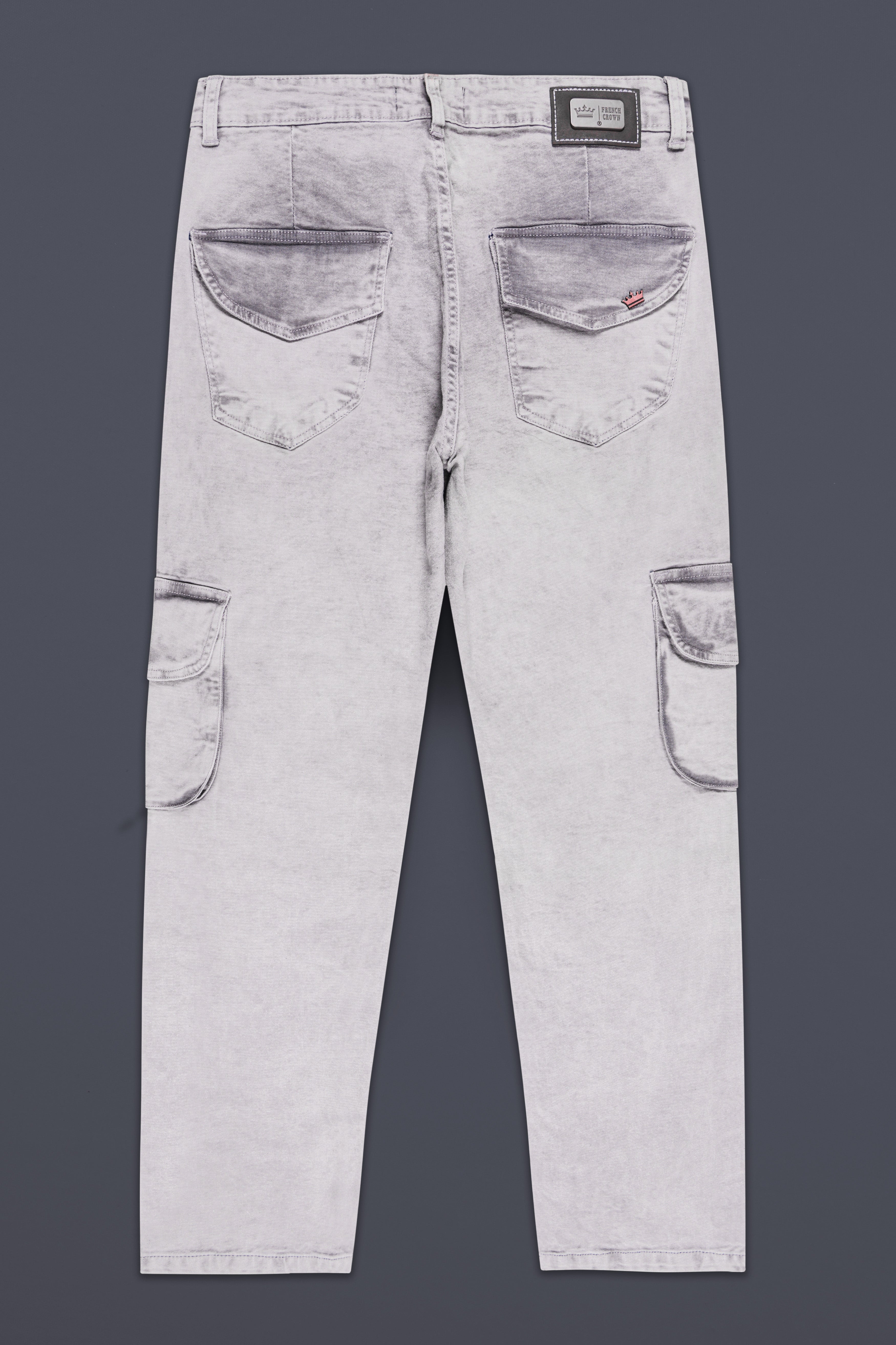 Wisteria Gray Washed Stretchable Cargo Denim