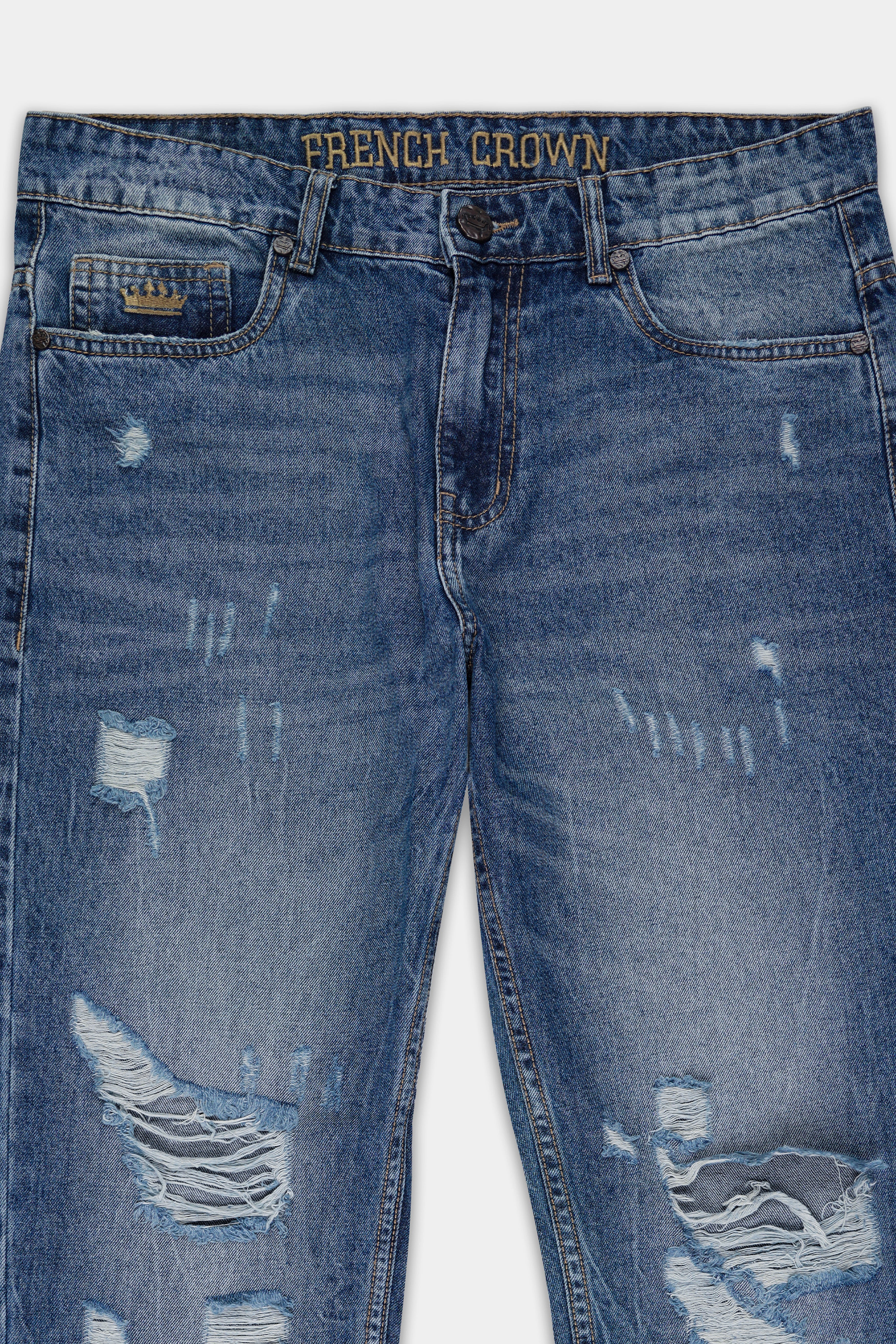 Lynch Blue Mildly Distressed Stone Wash Denim