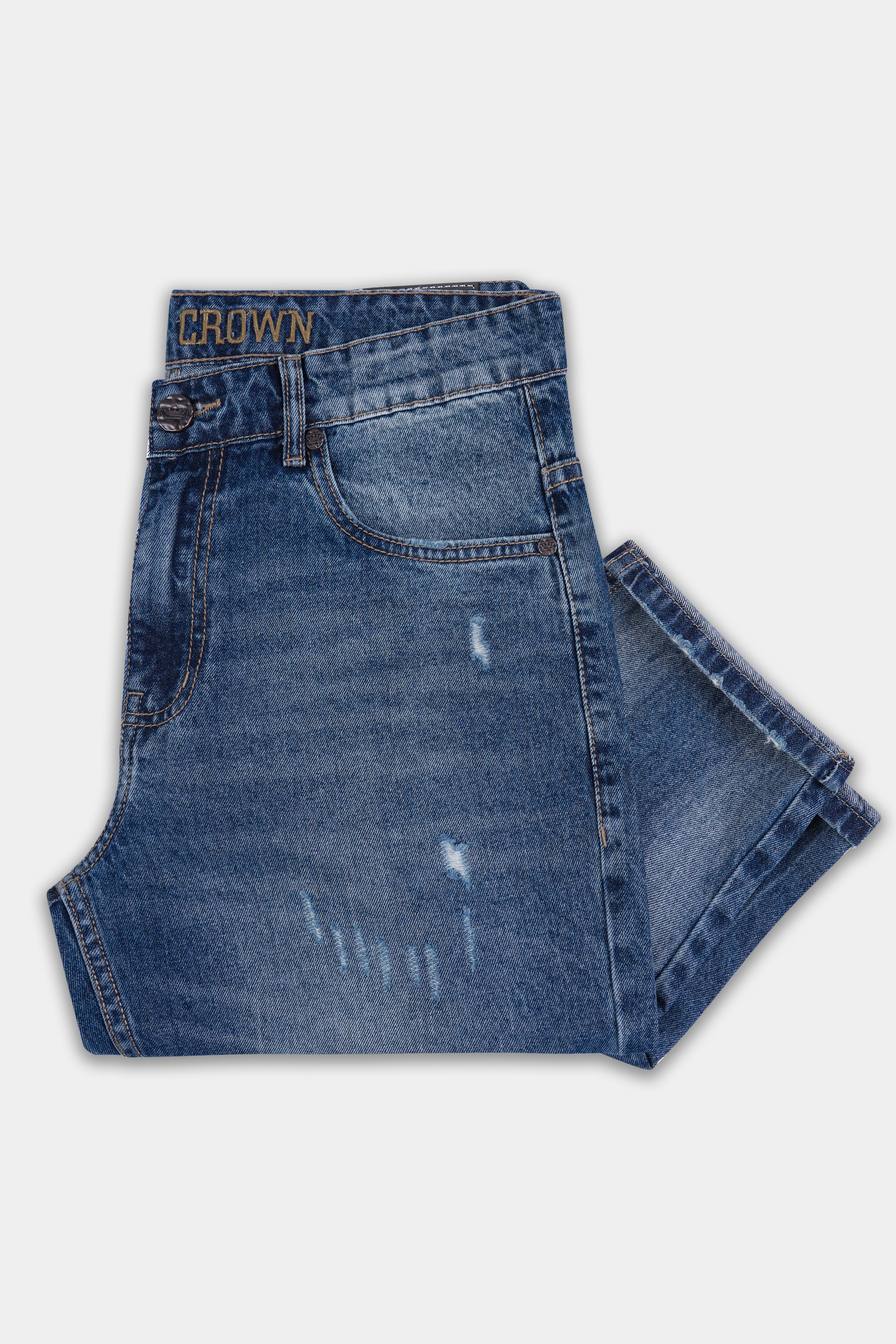 Lynch Blue Mildly Distressed Stone Wash Denim