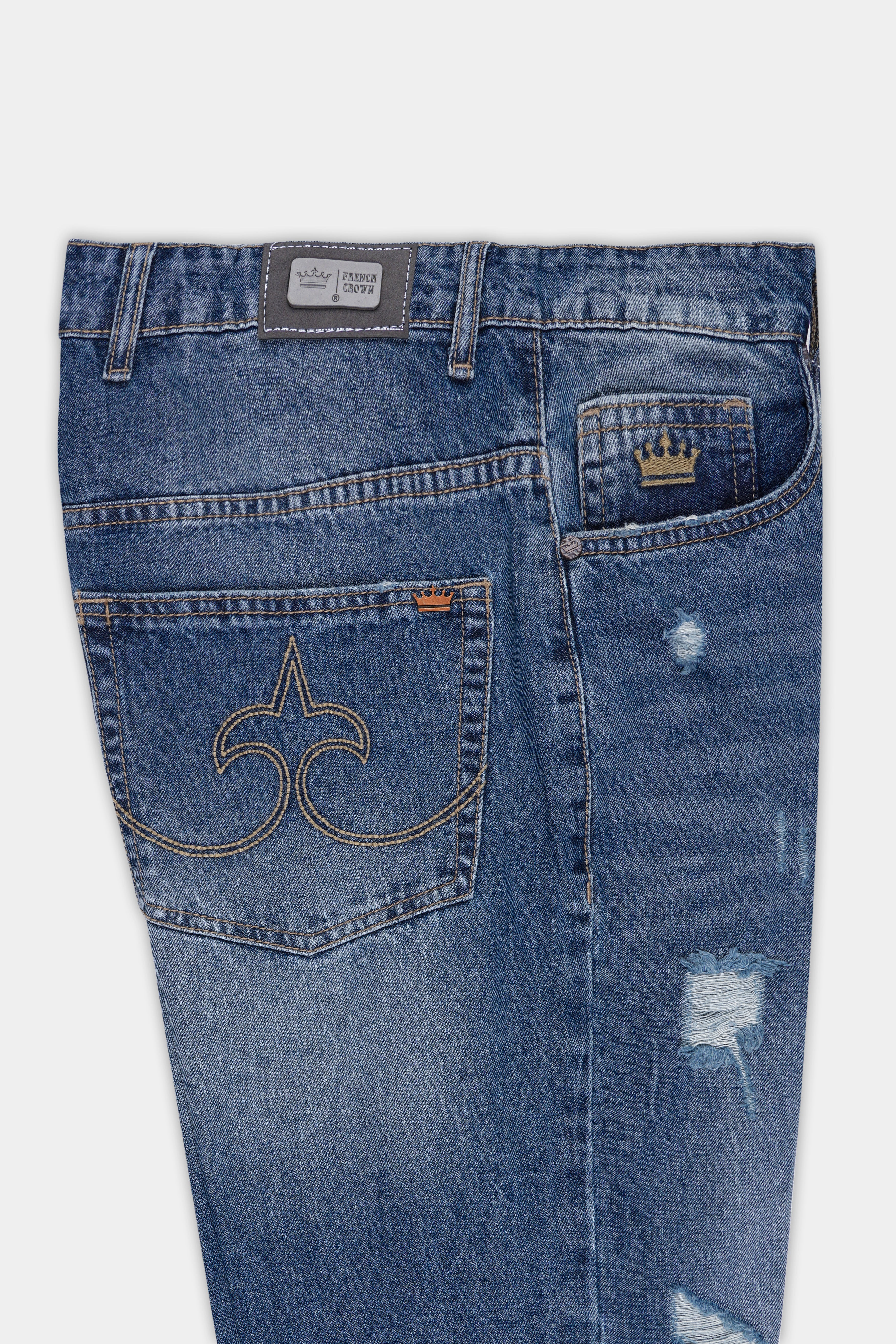 Lynch Blue Mildly Distressed Stone Wash Denim