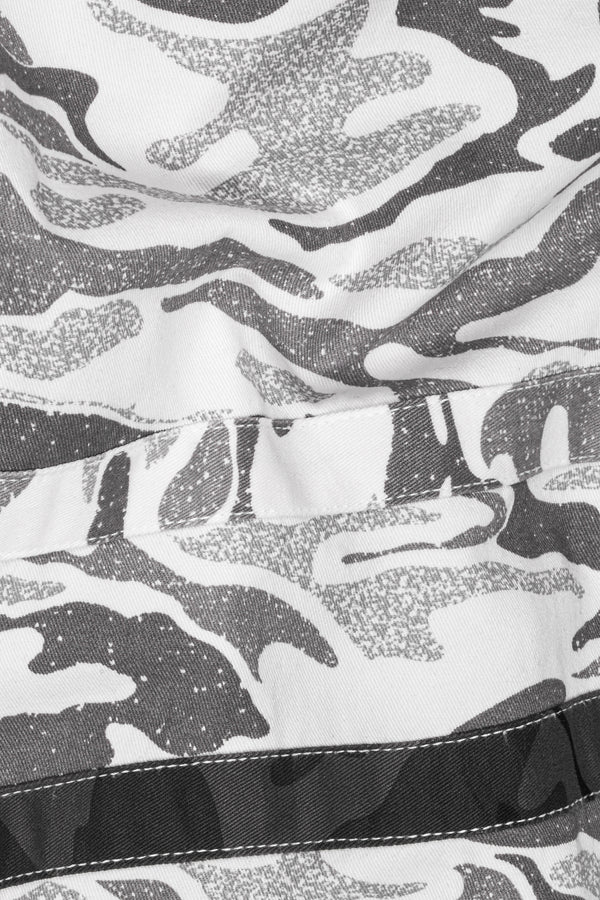 Bright White with Mist Gray Camouflage Denim