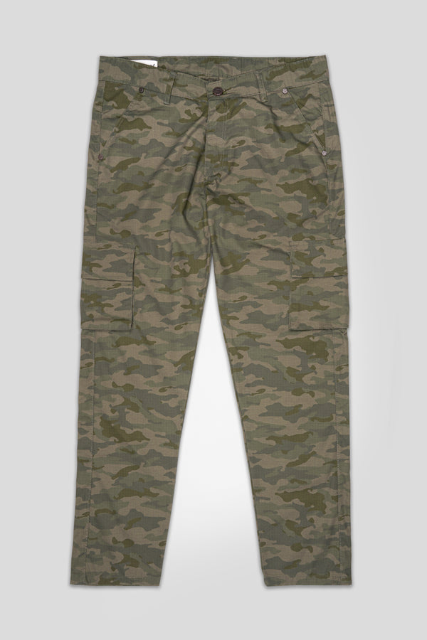 Sand Dune Brown and Hemlock Green Camouflage Cargo Denim