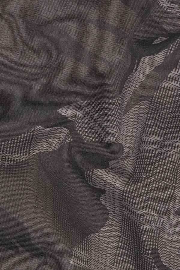 Ironside Gray with Thunder Black Checkered with Camouflage Printed  Cargo Denim