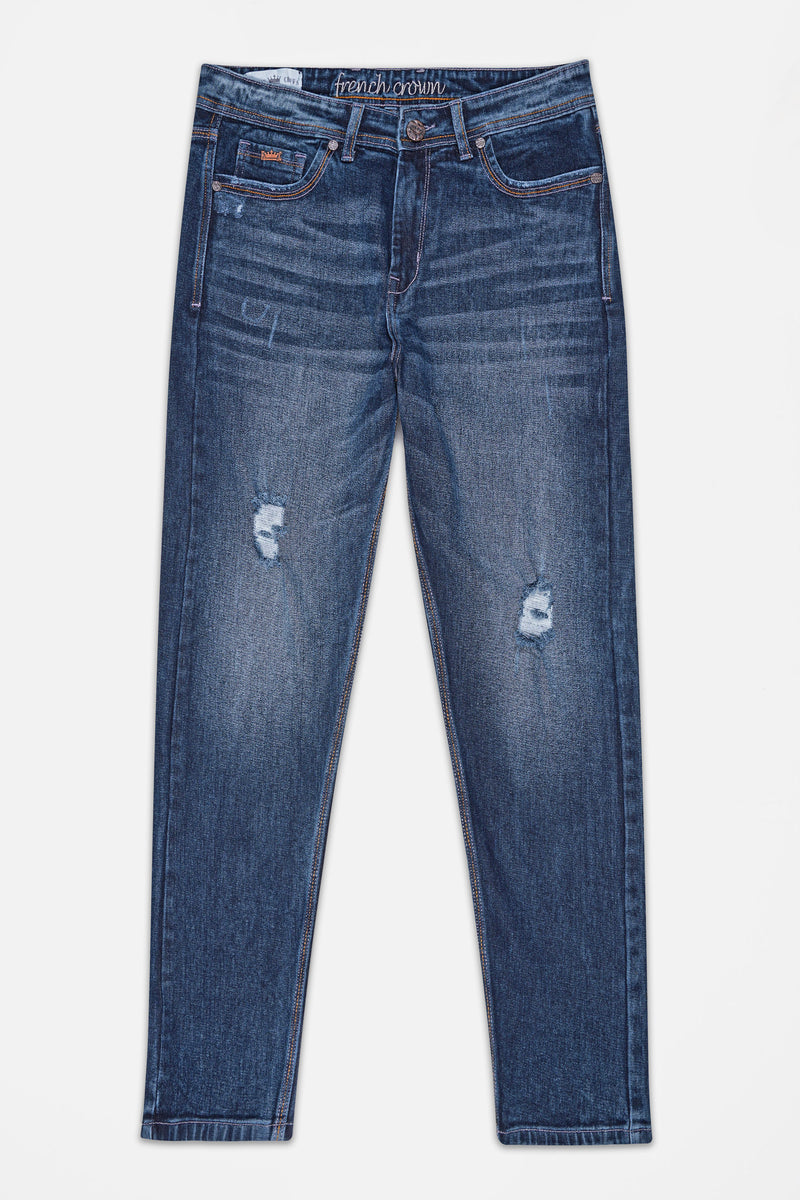 FIORD BLUE STONE WASH MILDLY DISTRESSED DENIM