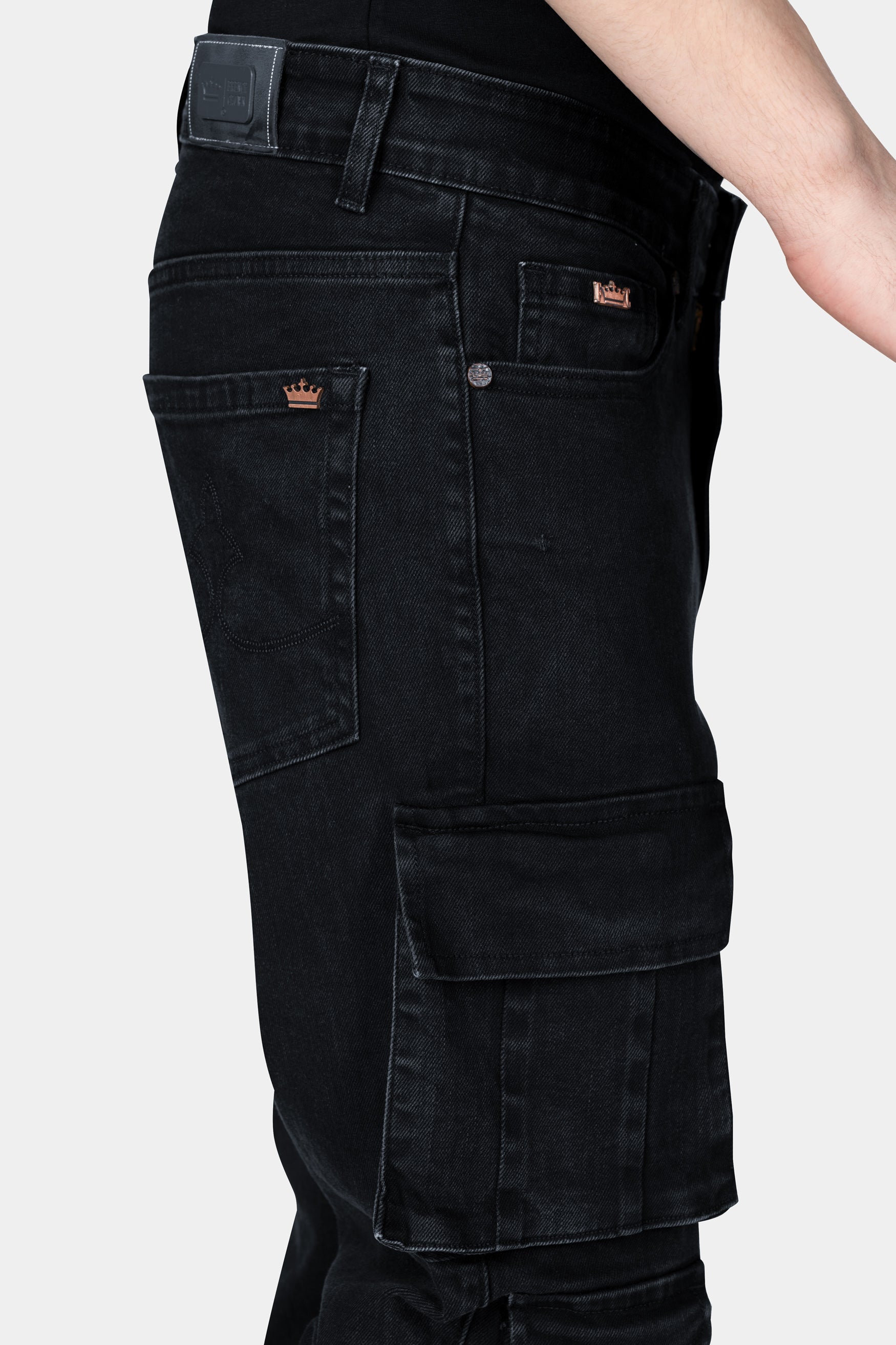 Jade Black Rinse Wash Cargo Denim