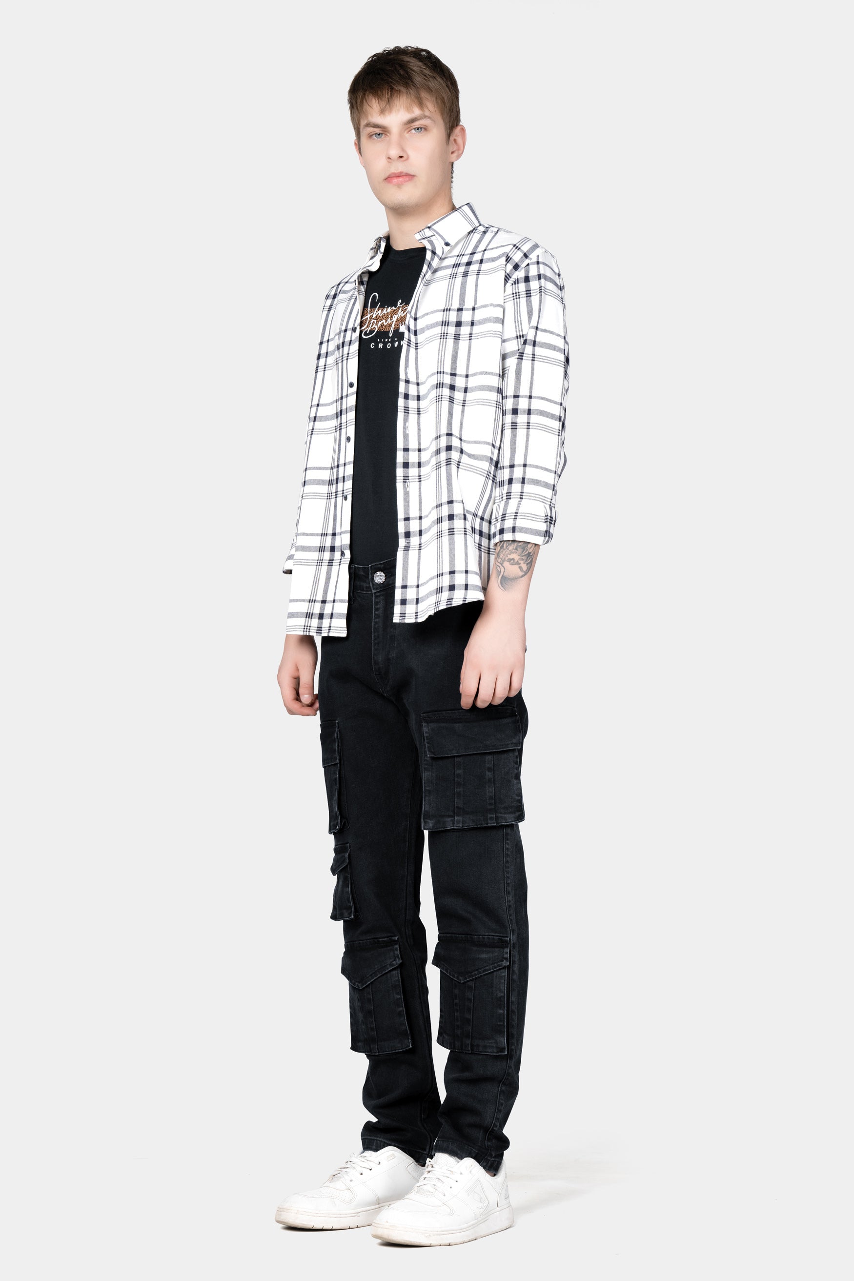 Jade Black Rinse Wash Cargo Denim