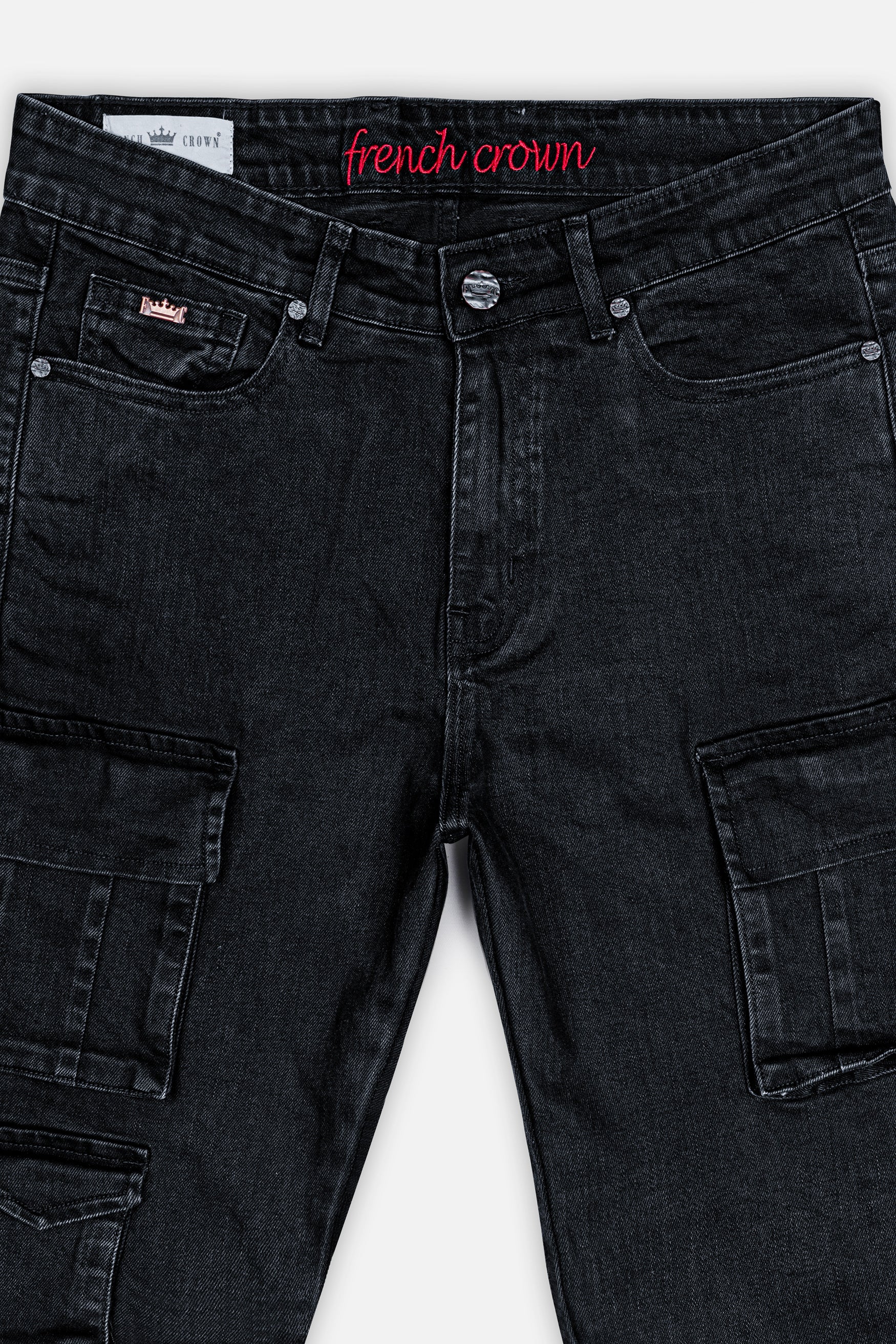 Jade Black Rinse Wash Cargo Denim