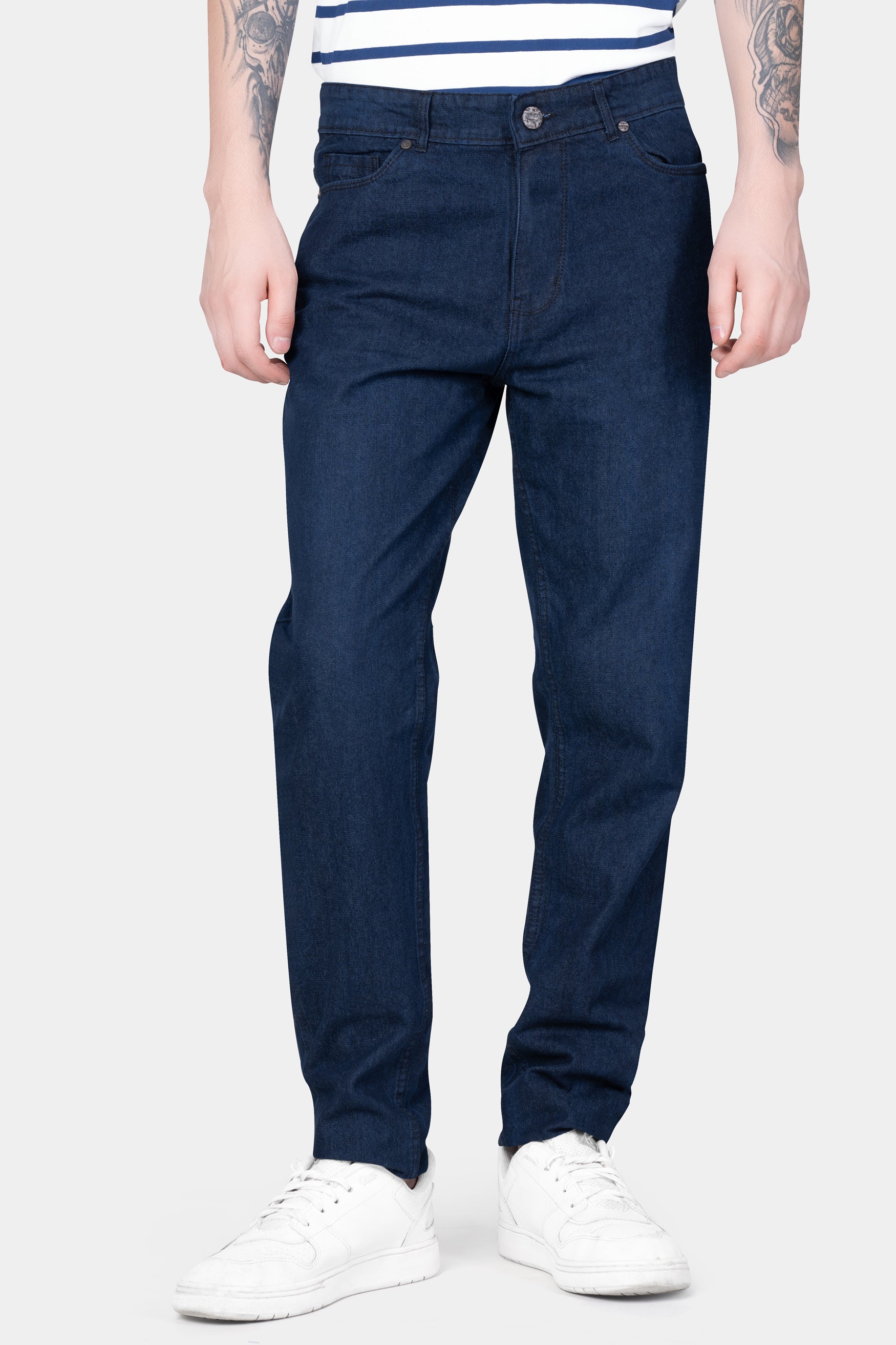 Gunmetal Blue Rinse Wash Clean Look Denim