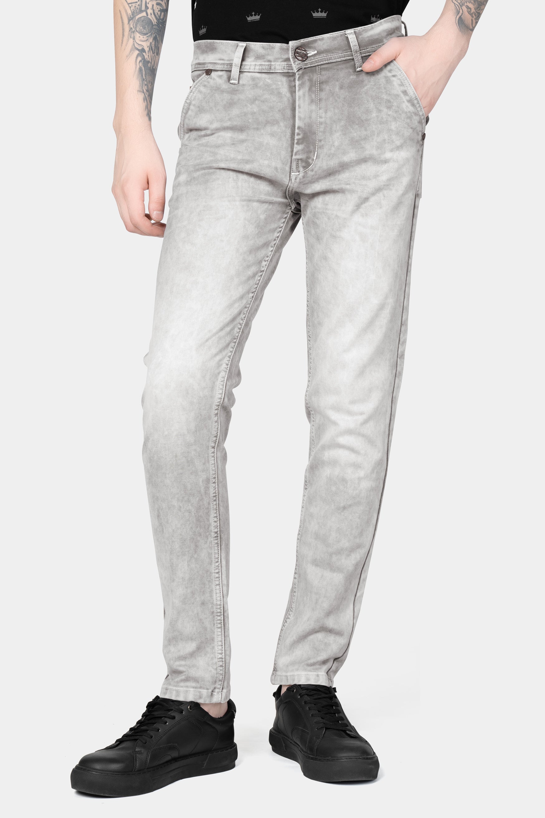 Swirl Gray Washed Stretchable Denim