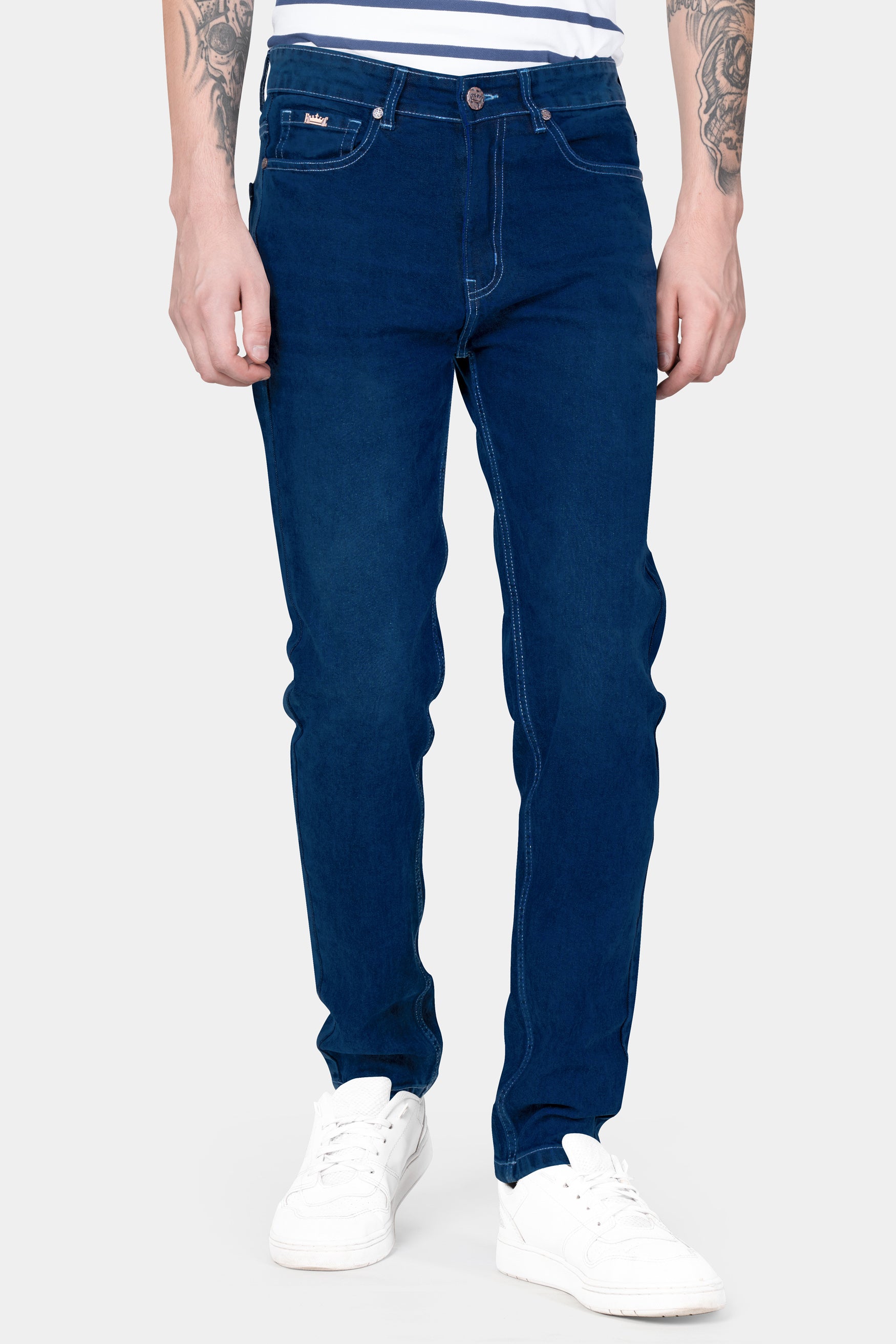 Nile Blue Whiskering Wash Denim