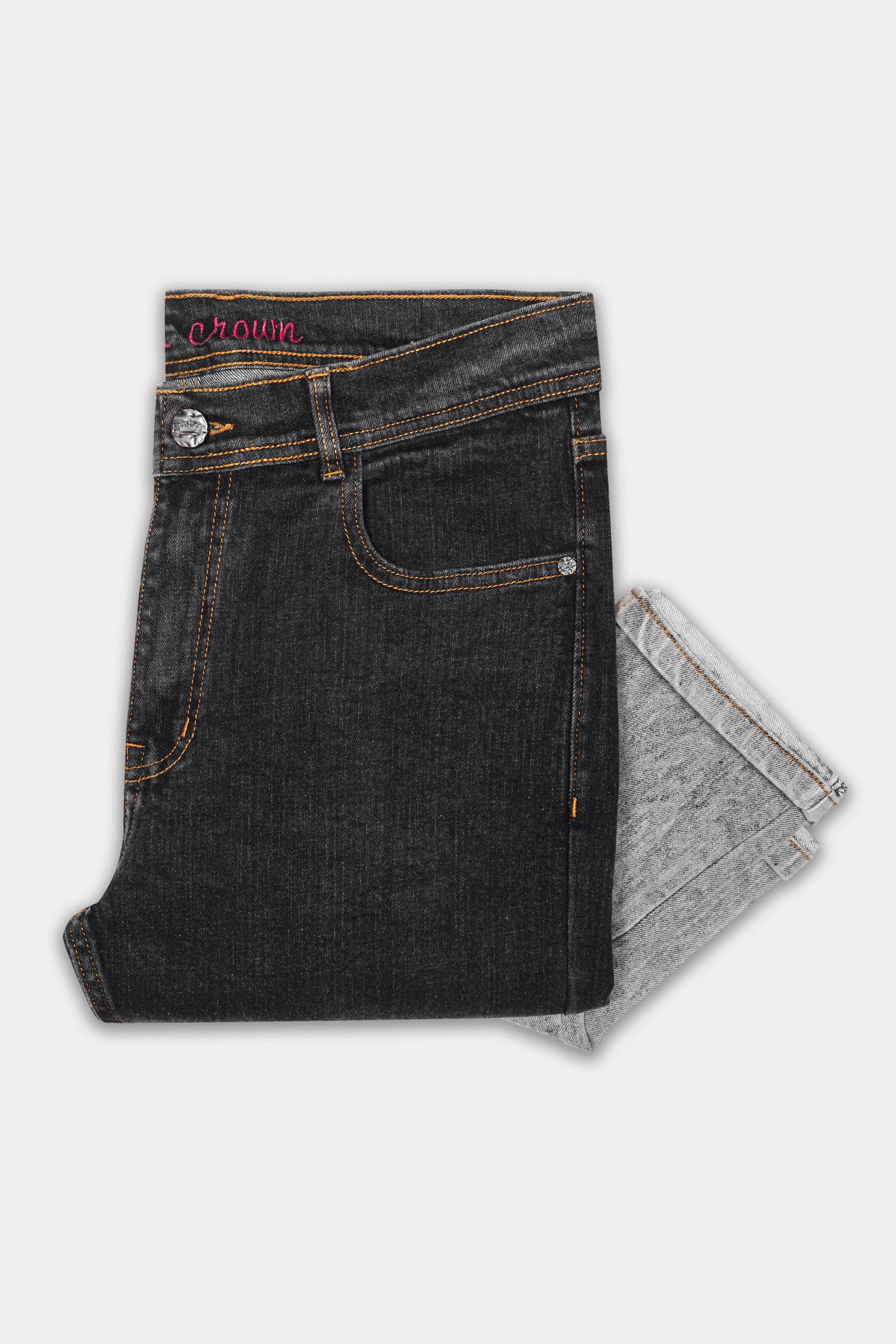 Shark Black and Martini Gray Heavily Washed Stretchable Denim