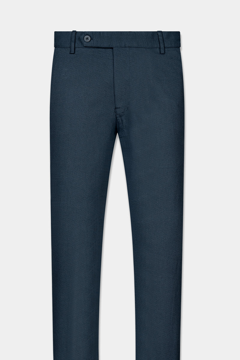 Firefly Blue textured Premium Cotton Chinos Pant
