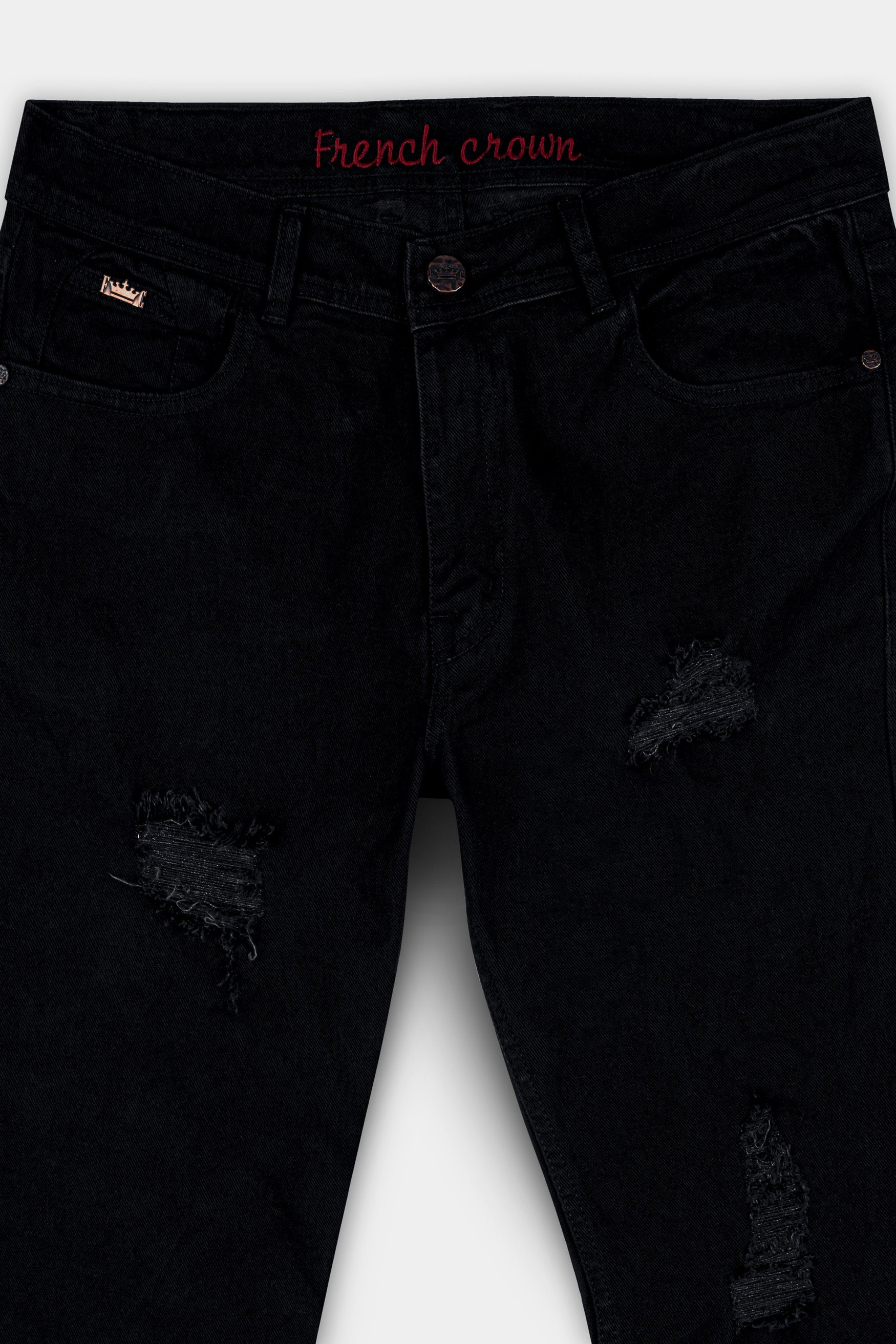 Jade black mildly Distressed Rinse washed Denim