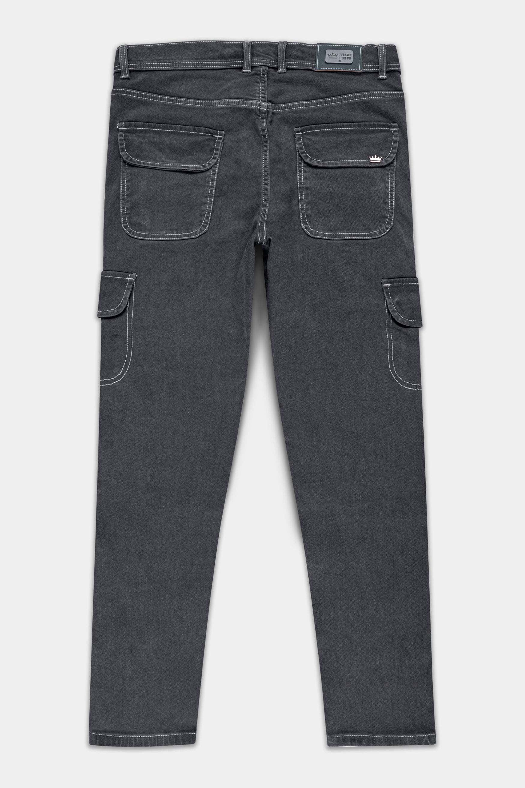 Charcoal Gray Rinse washed Cargo Denim