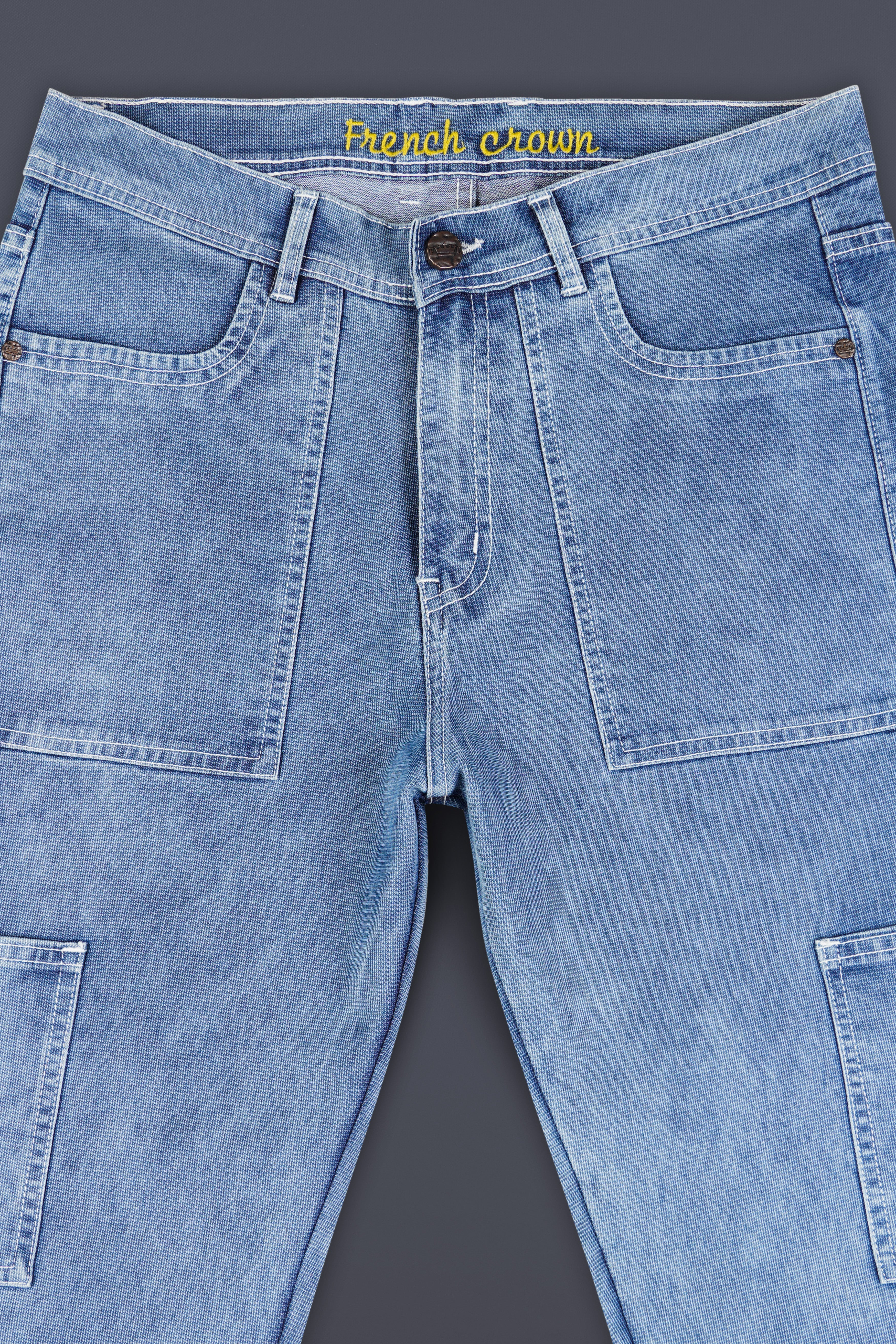 Glacier Blue Rinse Washed Cargo Denim