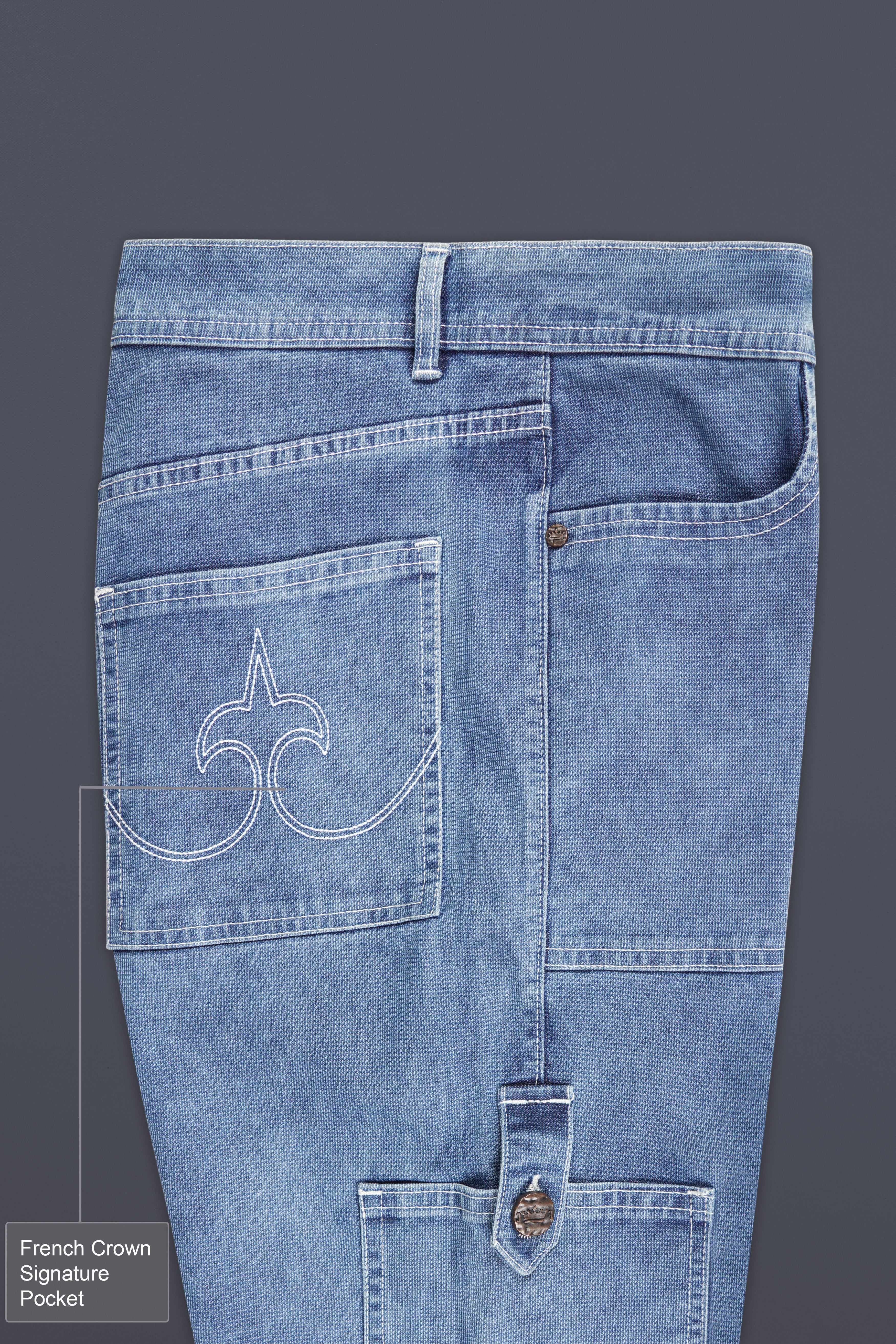 Glacier Blue Rinse Washed Cargo Denim