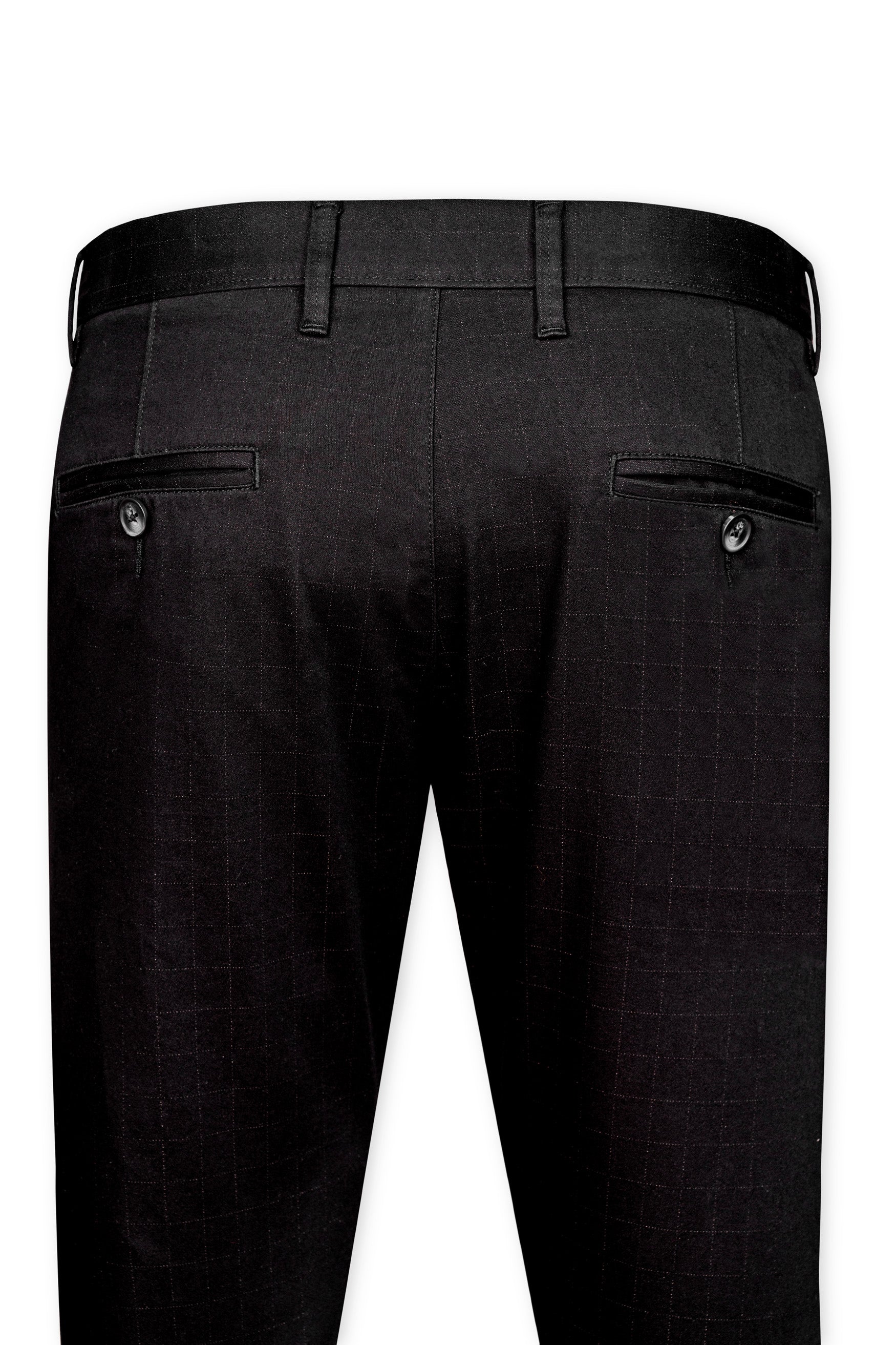 Jade Black Subtle Windowpane Premium Cotton Chinos Pant