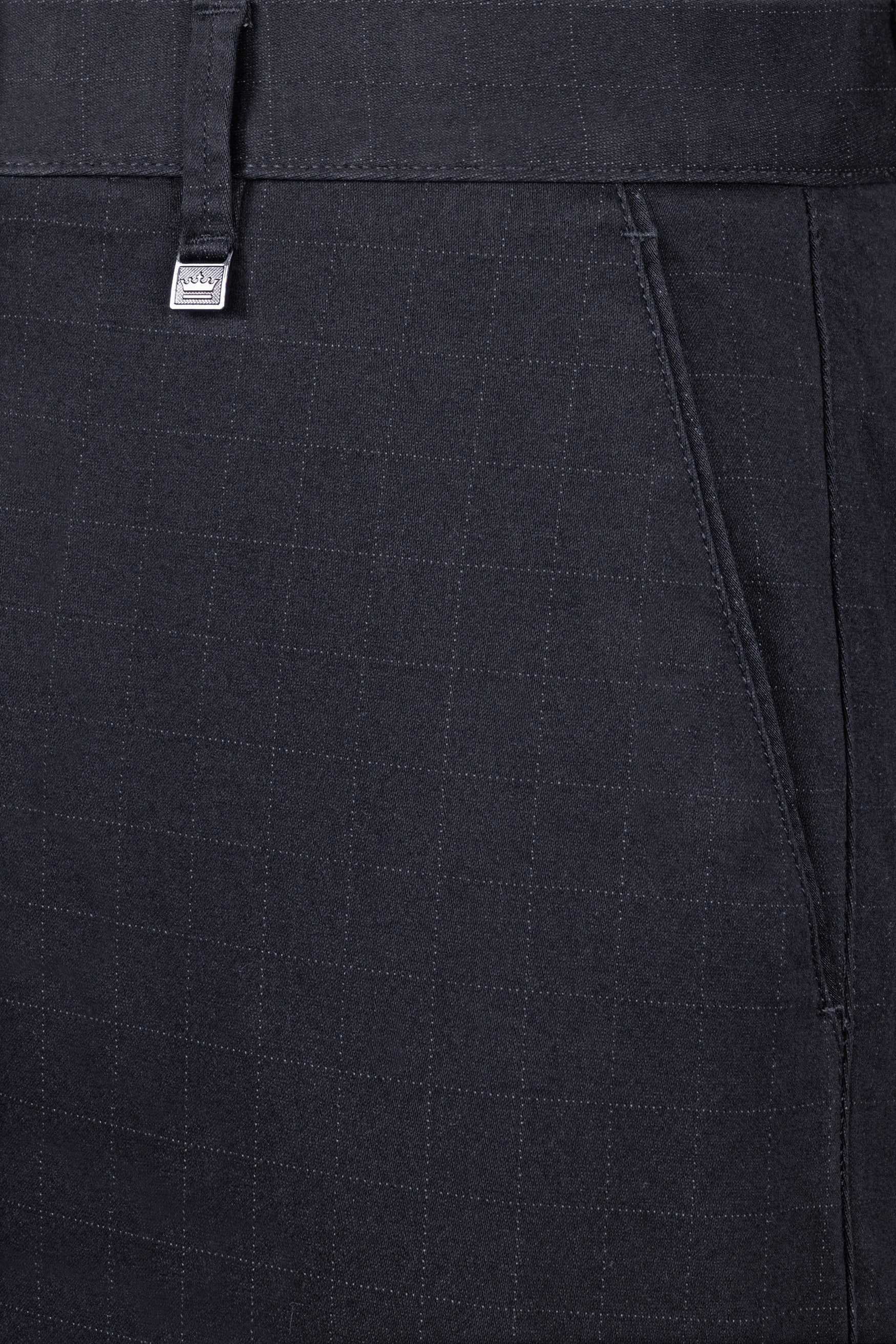 Thunder Blue Subtle Windowpane Premium Cotton Chinos Pant