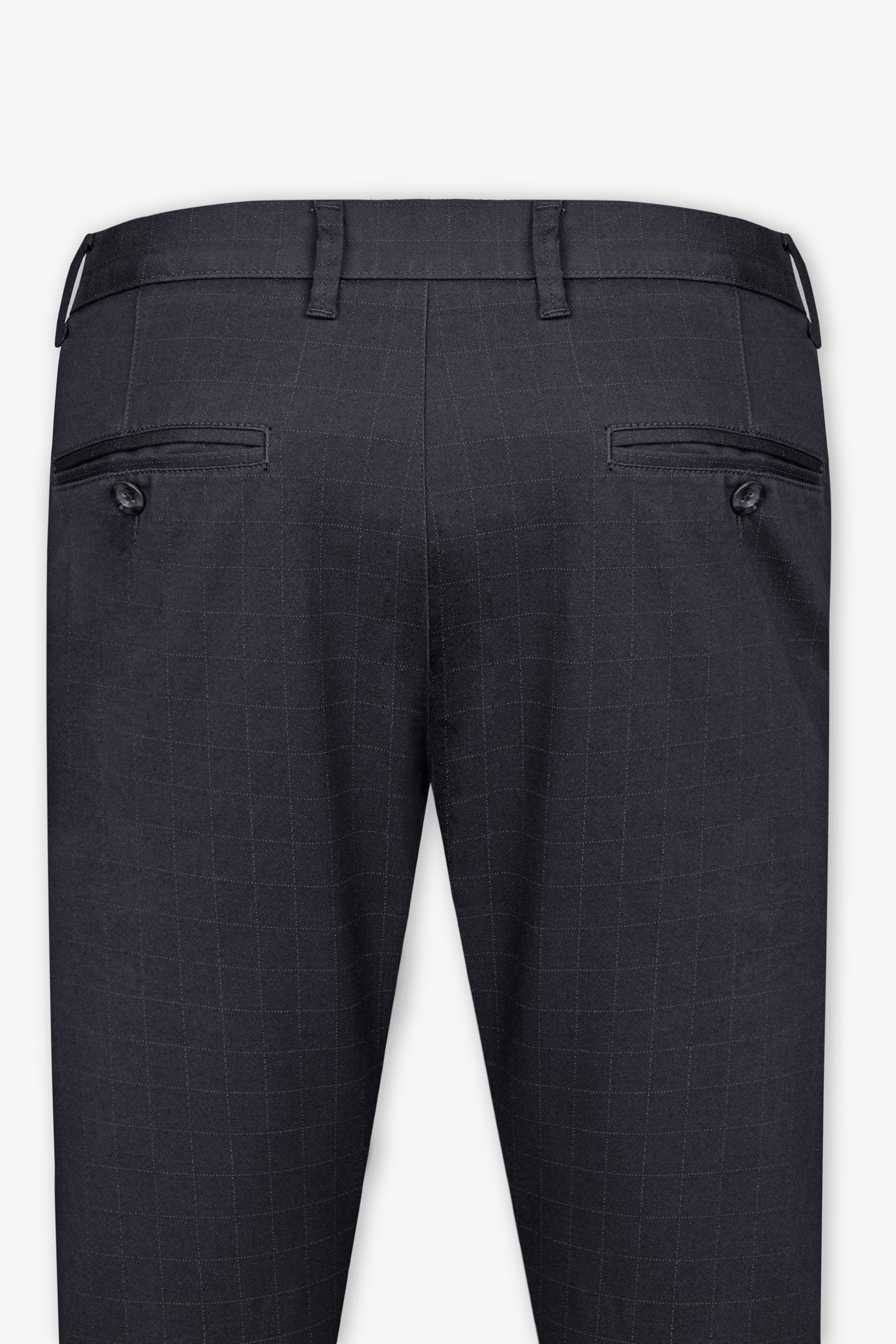 Thunder Blue Subtle Windowpane Premium Cotton Chinos Pant