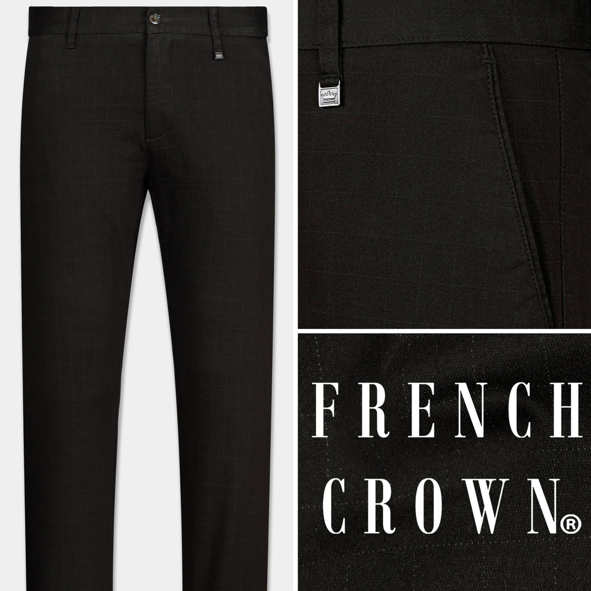 Birch Brown Checks-Plaid Premium Cotton Pant For Men.