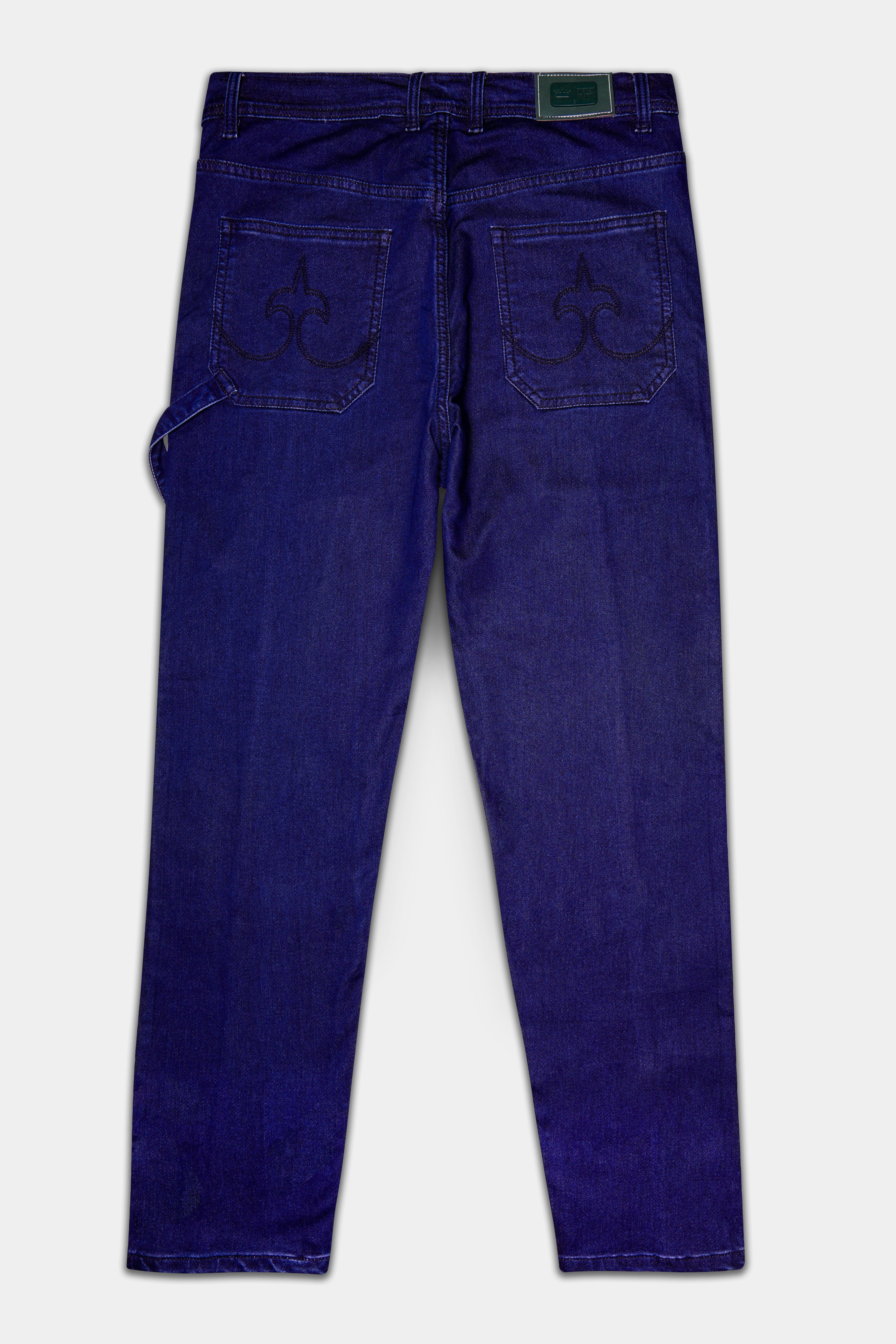 Midnight Blue Textured Stretchable Denim