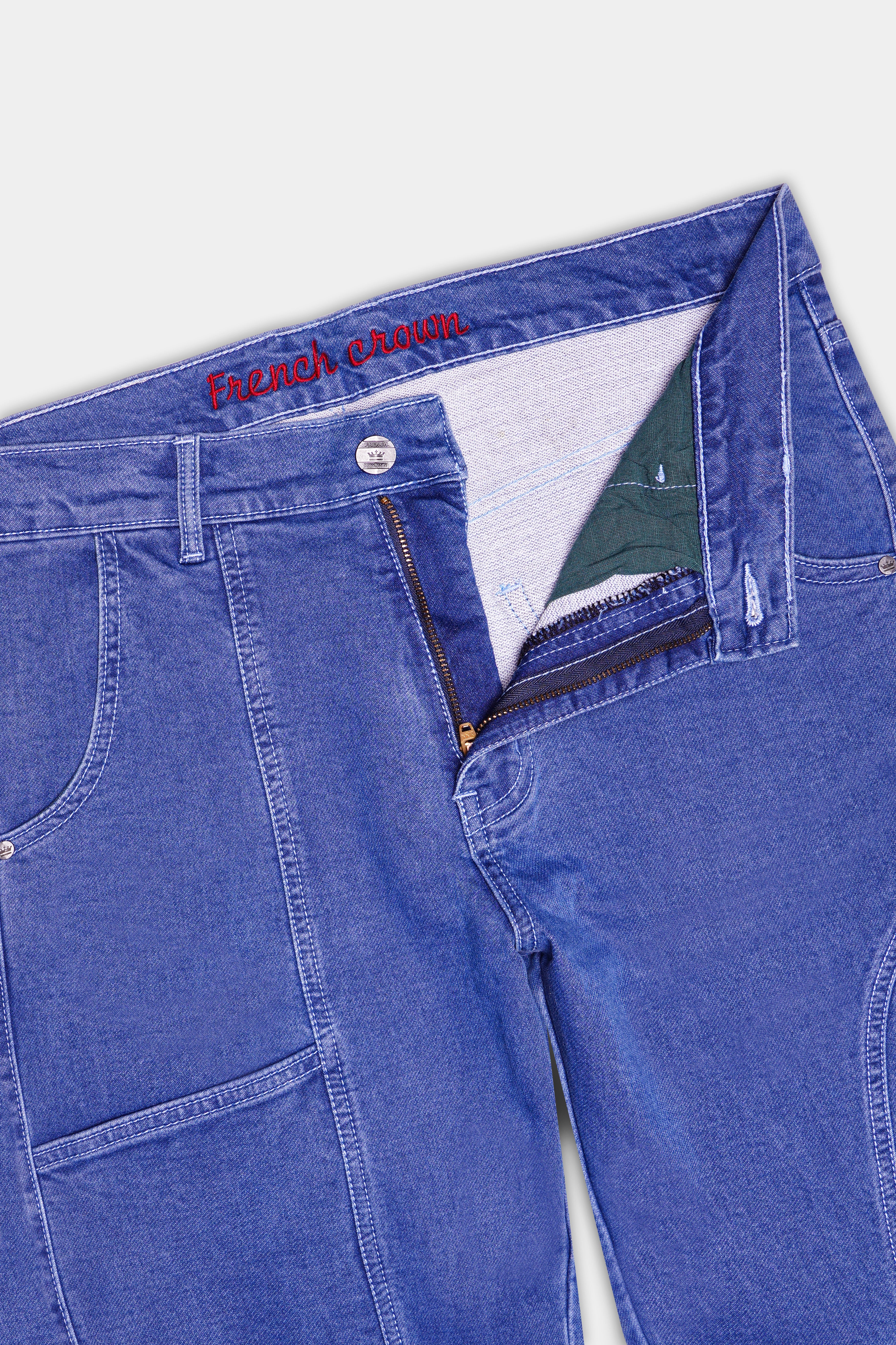 Chambray Blue Rinse Washed Stretchble Denim