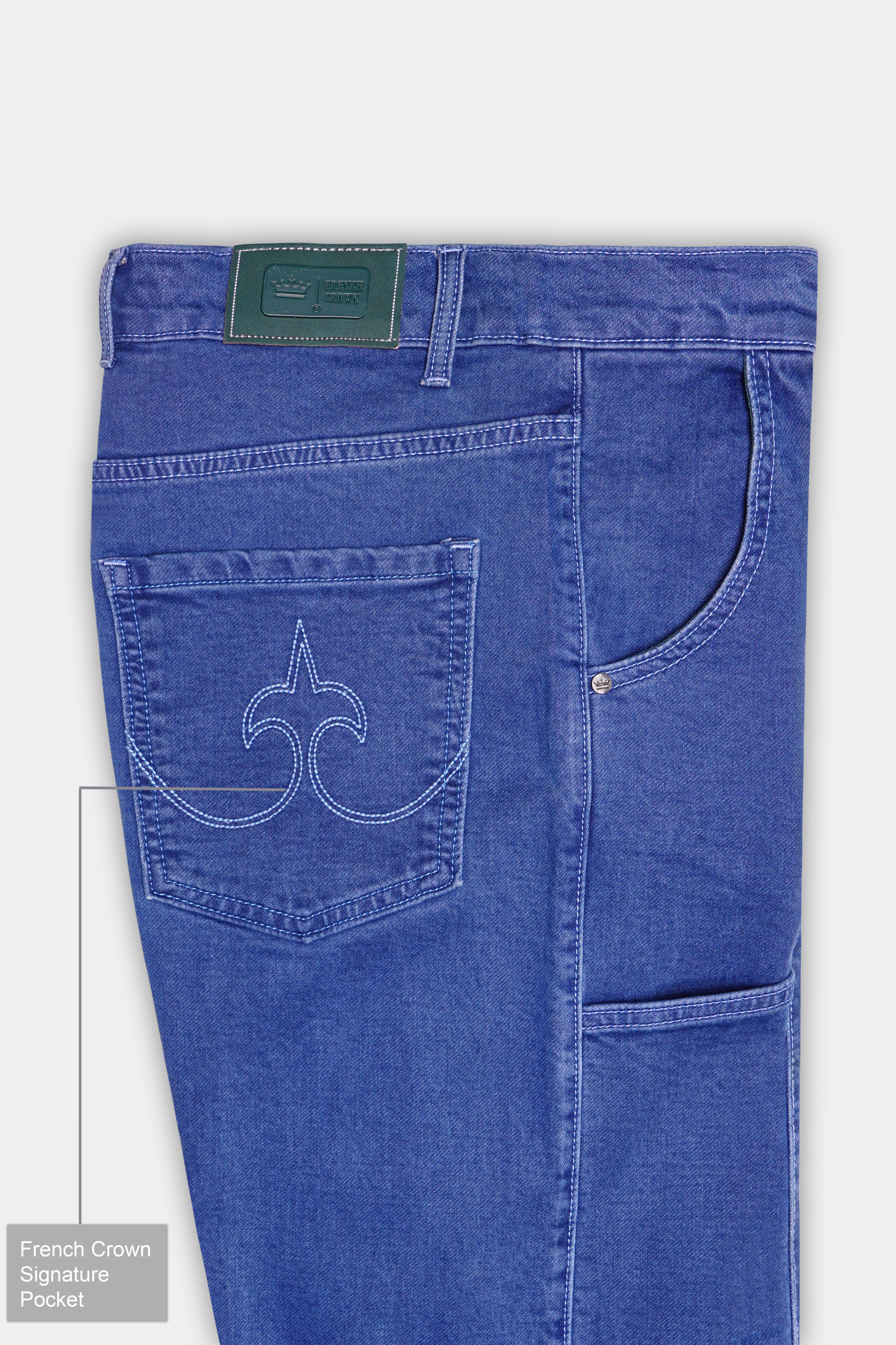 Chambray Blue Rinse Washed Stretchble Denim