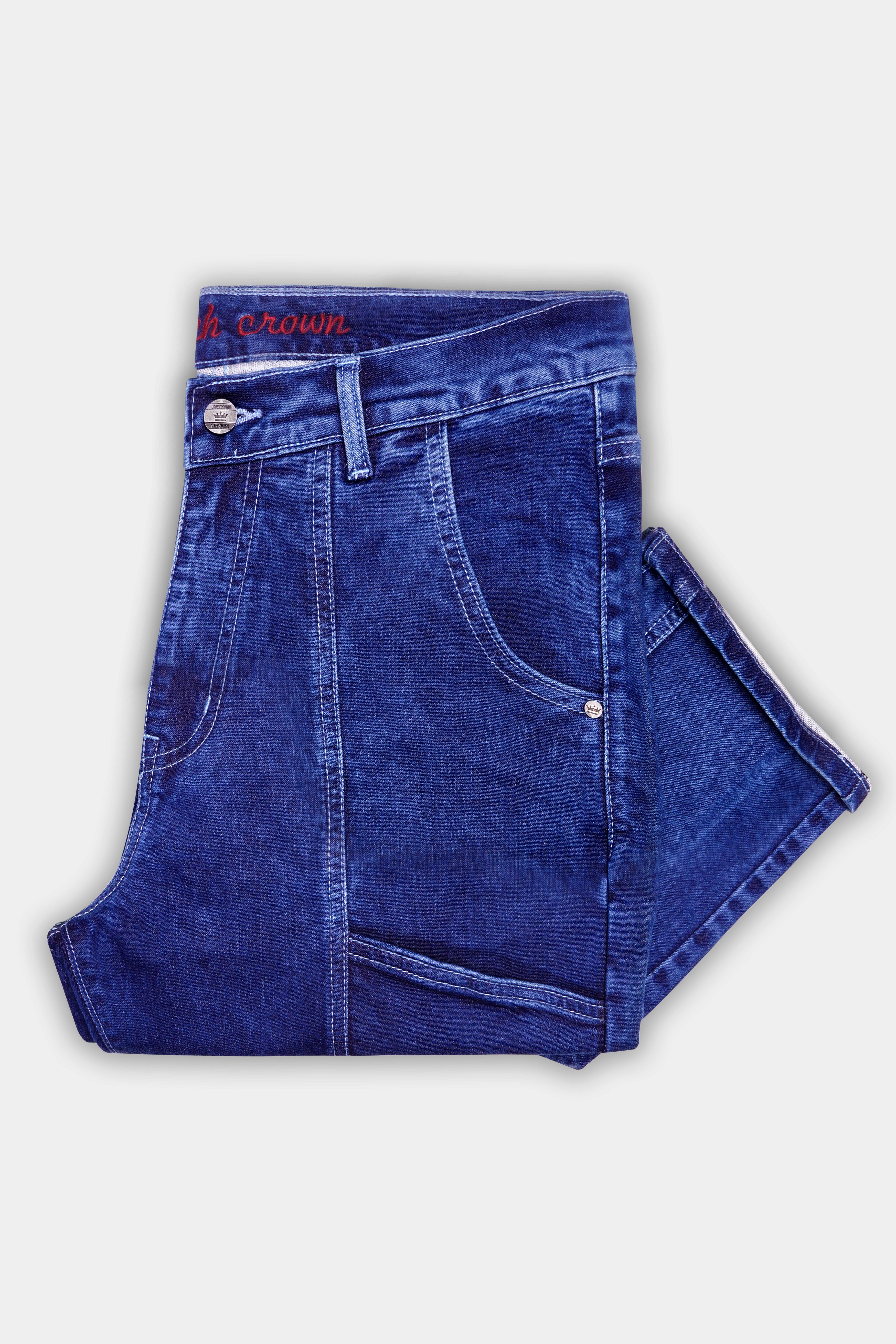 Lapis Blue Rinse Regular Fit Mid-Rise Clean Look Denim Jeans