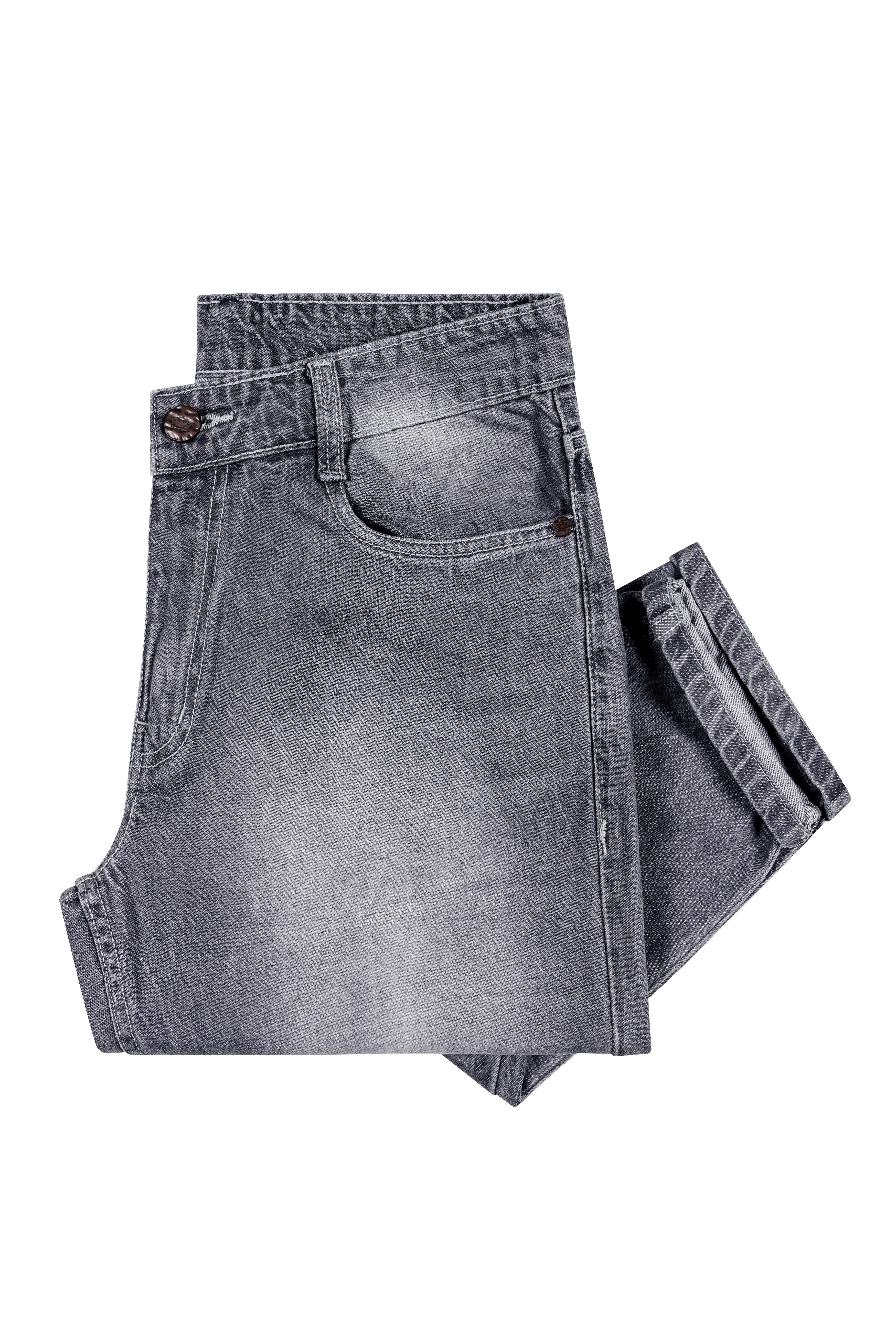 DUSTY GRAY SLIM FIT MID-RISE CLEAN LOOK STRETCHABLE DENIM