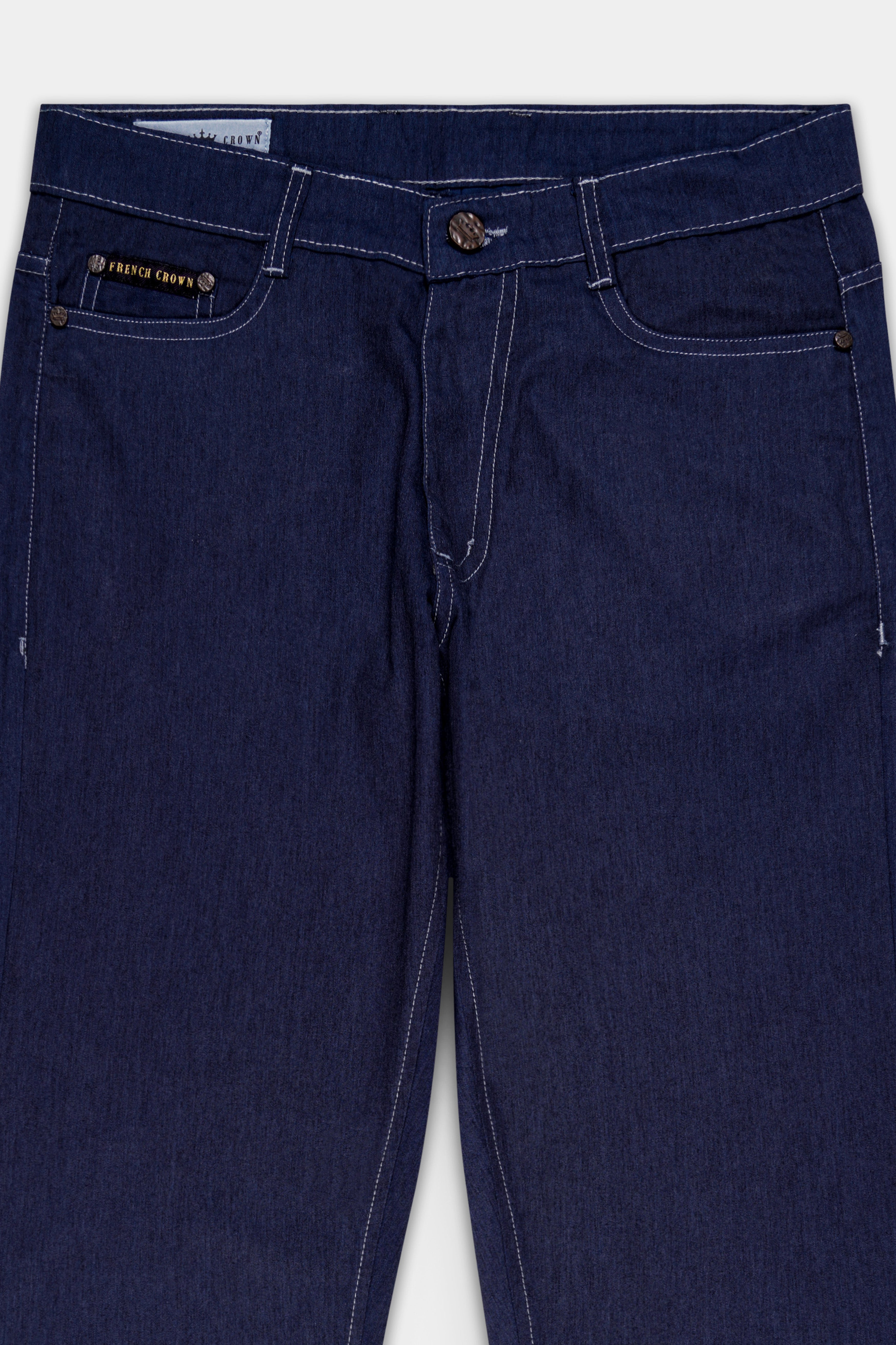 Dark Wash TUNA BLUE LIGHT WEIGHT  SLIM FIT MID-RISE CLEAN LOOK STRETCHABLE SUMMER DENIM