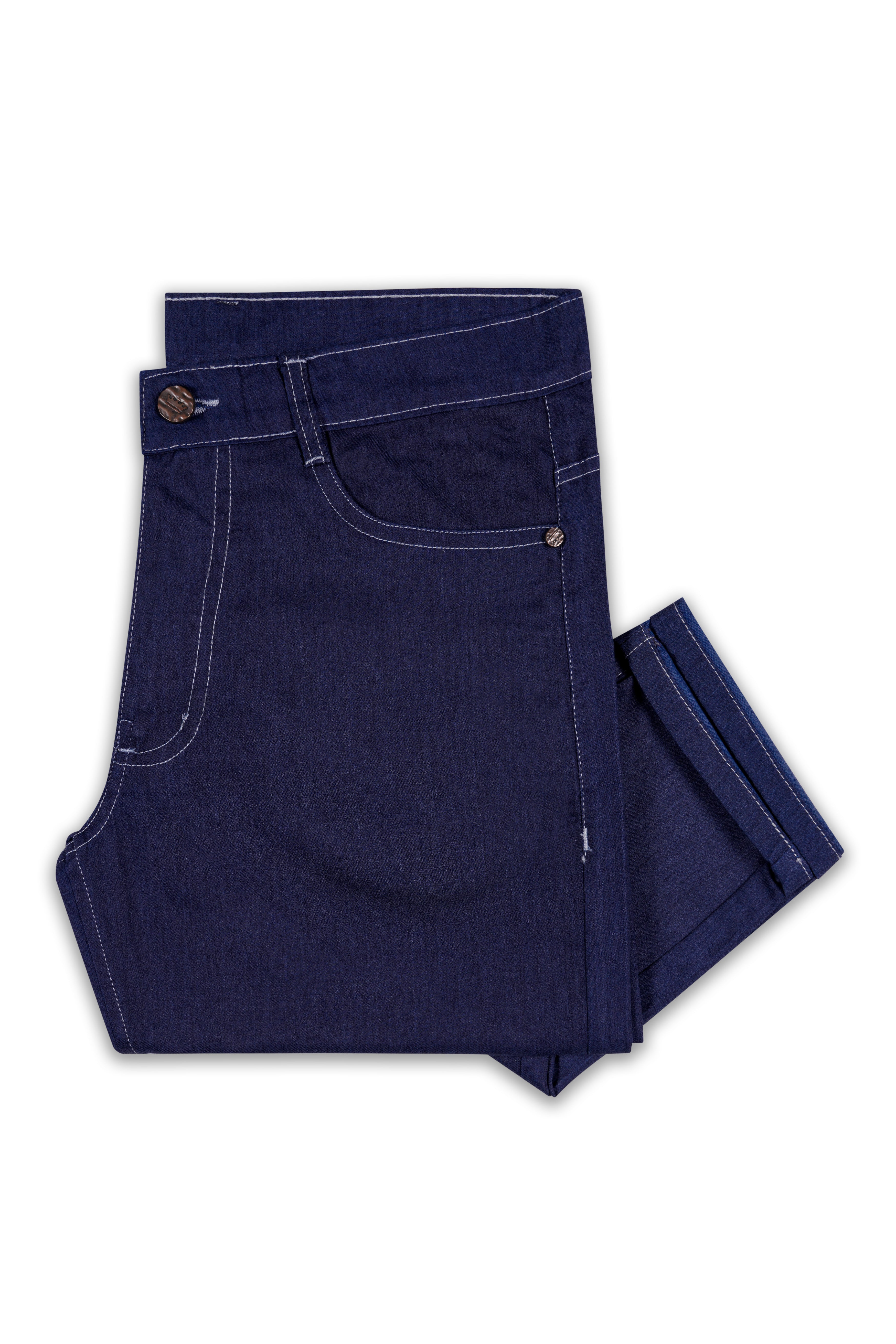 Dark Wash TUNA BLUE LIGHT WEIGHT  SLIM FIT MID-RISE CLEAN LOOK STRETCHABLE SUMMER DENIM
