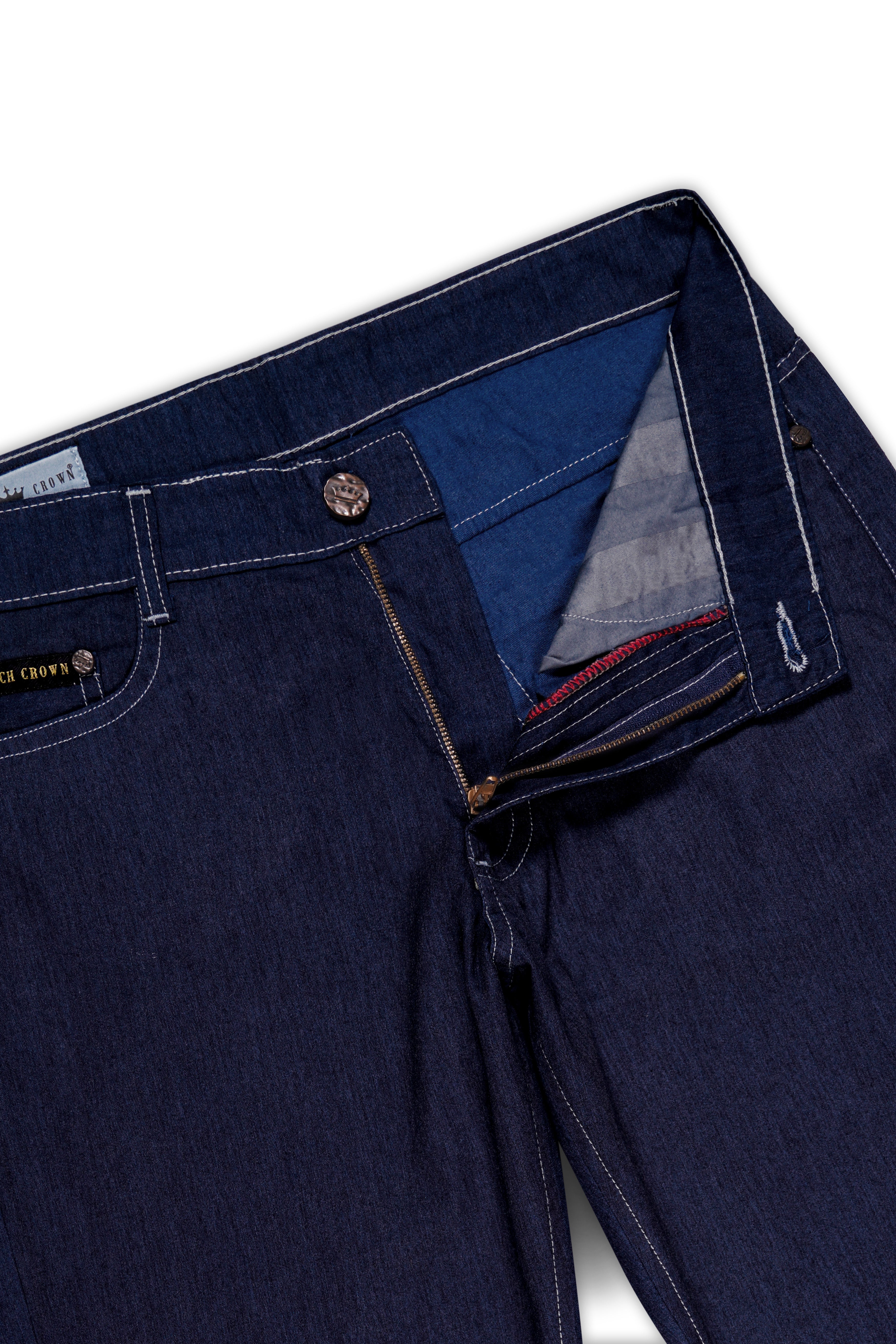 Dark Wash TUNA BLUE LIGHT WEIGHT  SLIM FIT MID-RISE CLEAN LOOK STRETCHABLE SUMMER DENIM