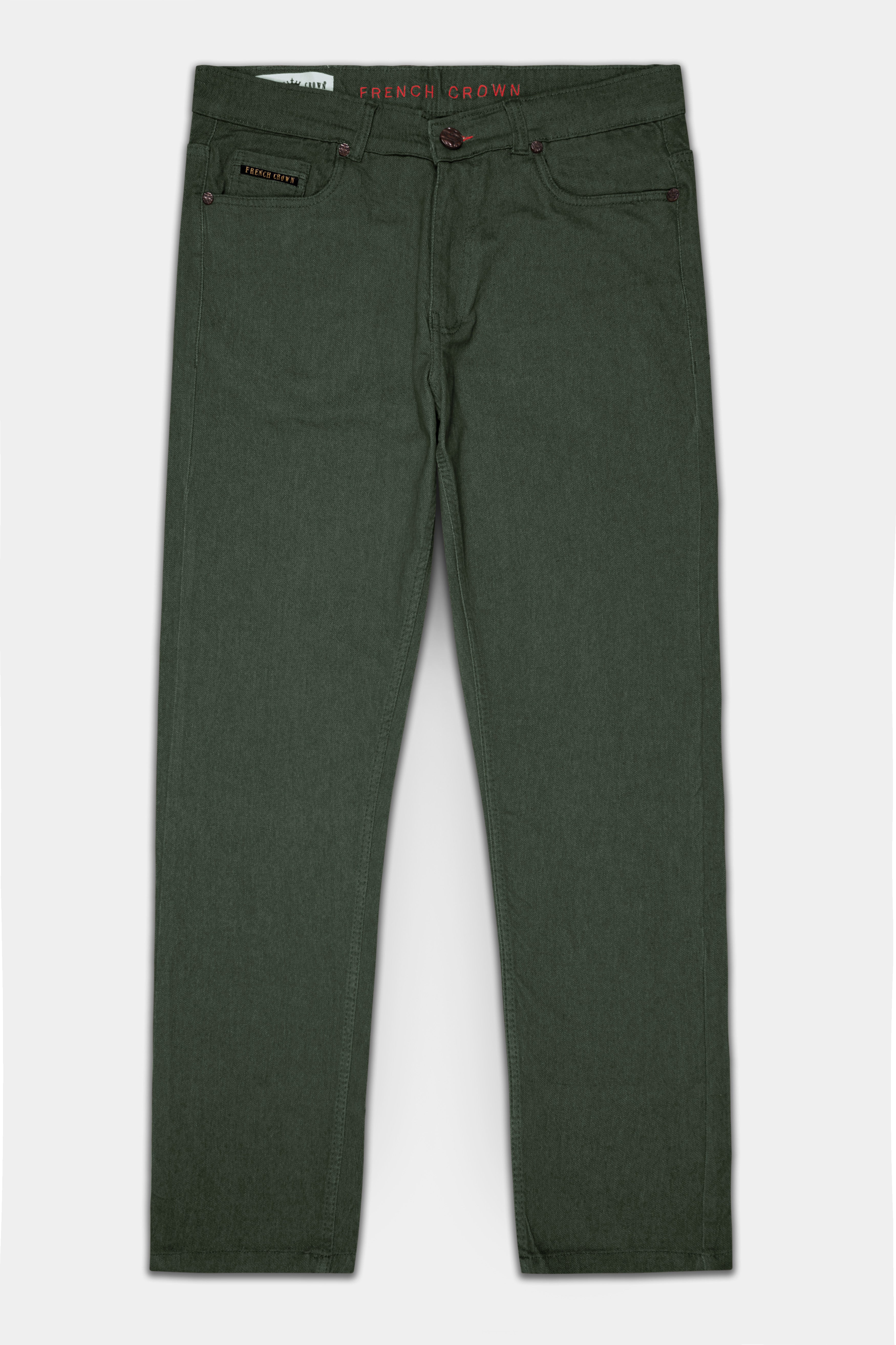 Wenge Green Rinse Wash Clean Look Stretchable Denim