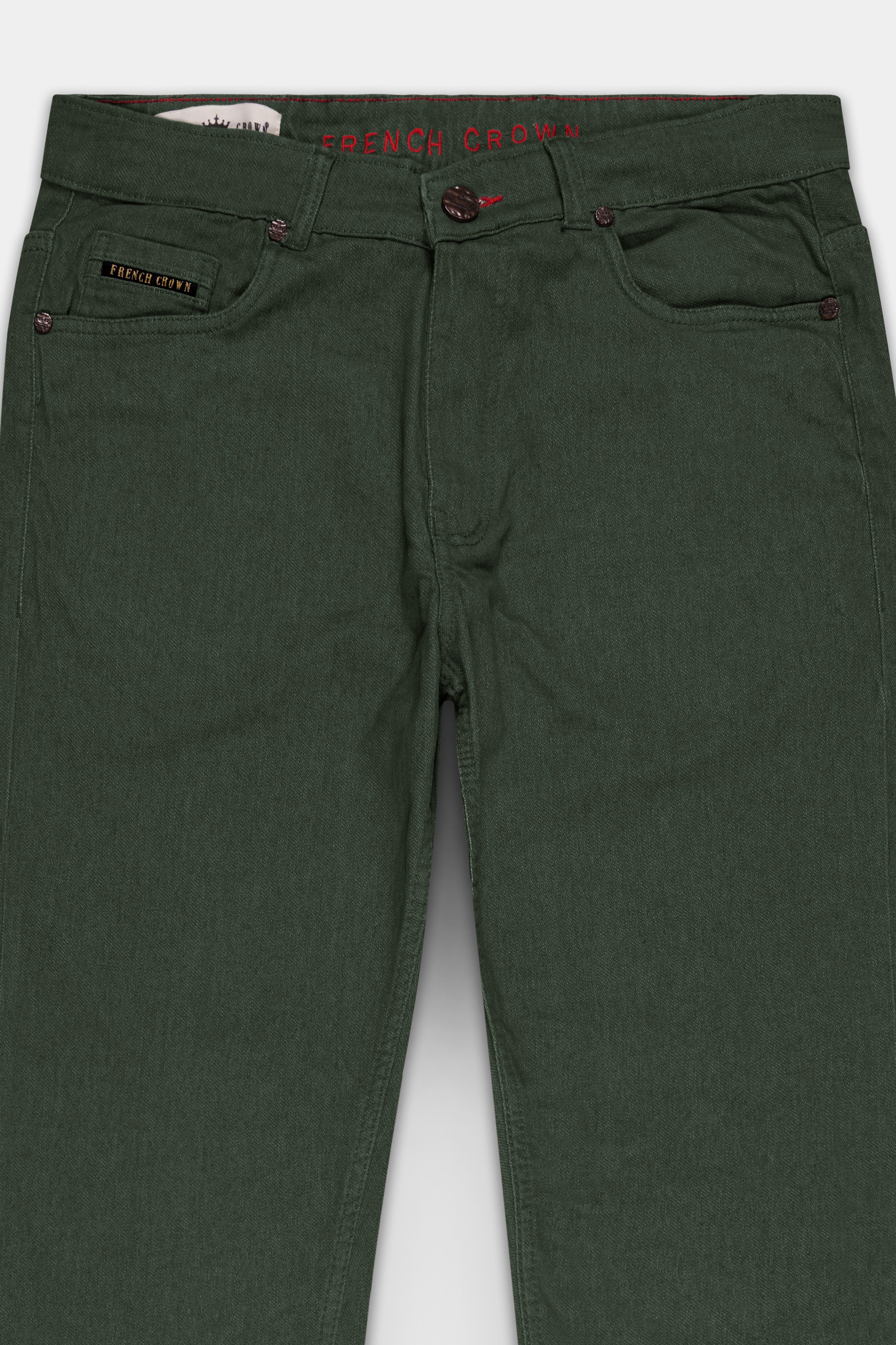 Wenge Green Rinse Wash Clean Look Stretchable Denim