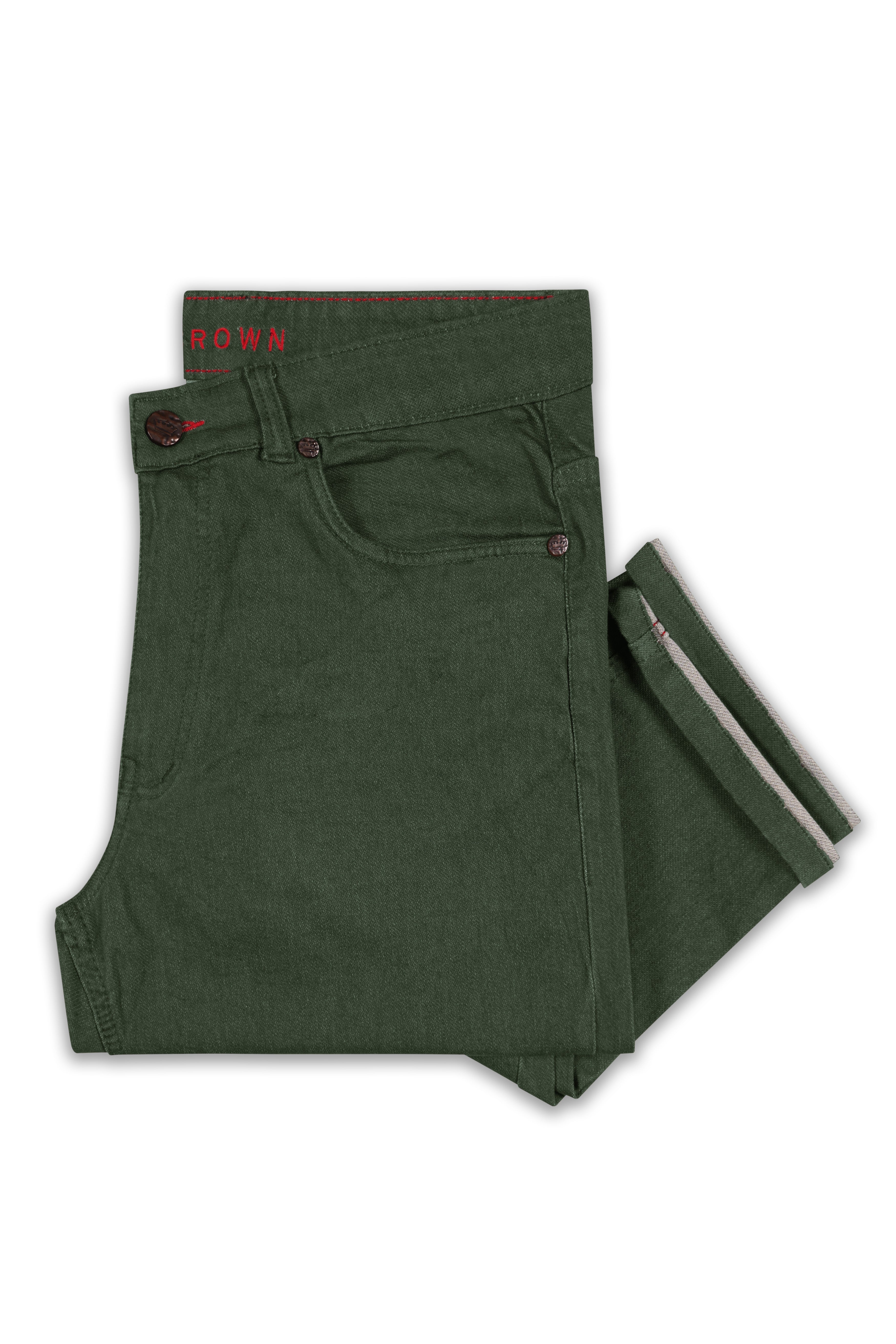 Wenge Green Rinse Wash Clean Look Stretchable Denim