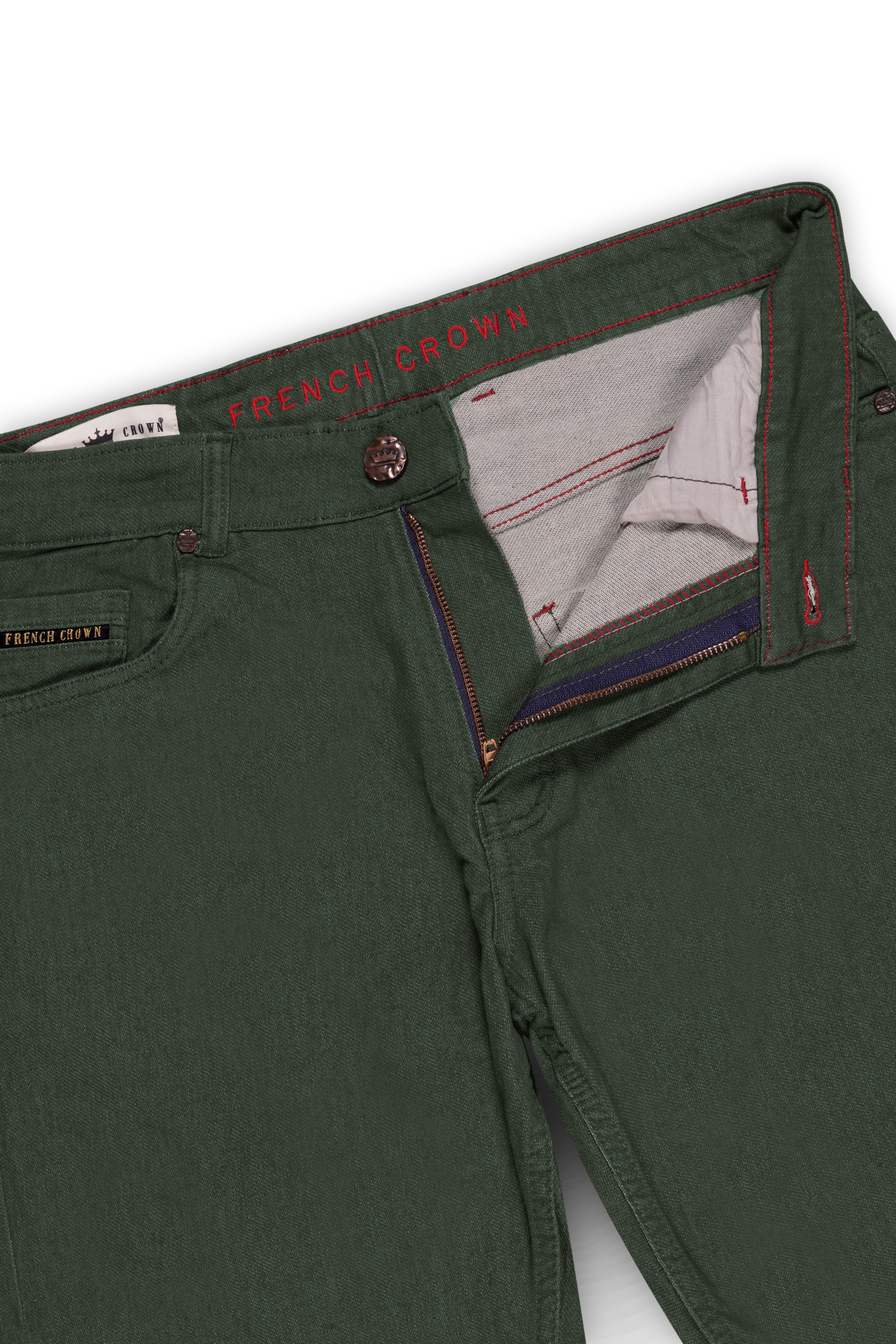 Wenge Green Rinse Wash Clean Look Stretchable Denim