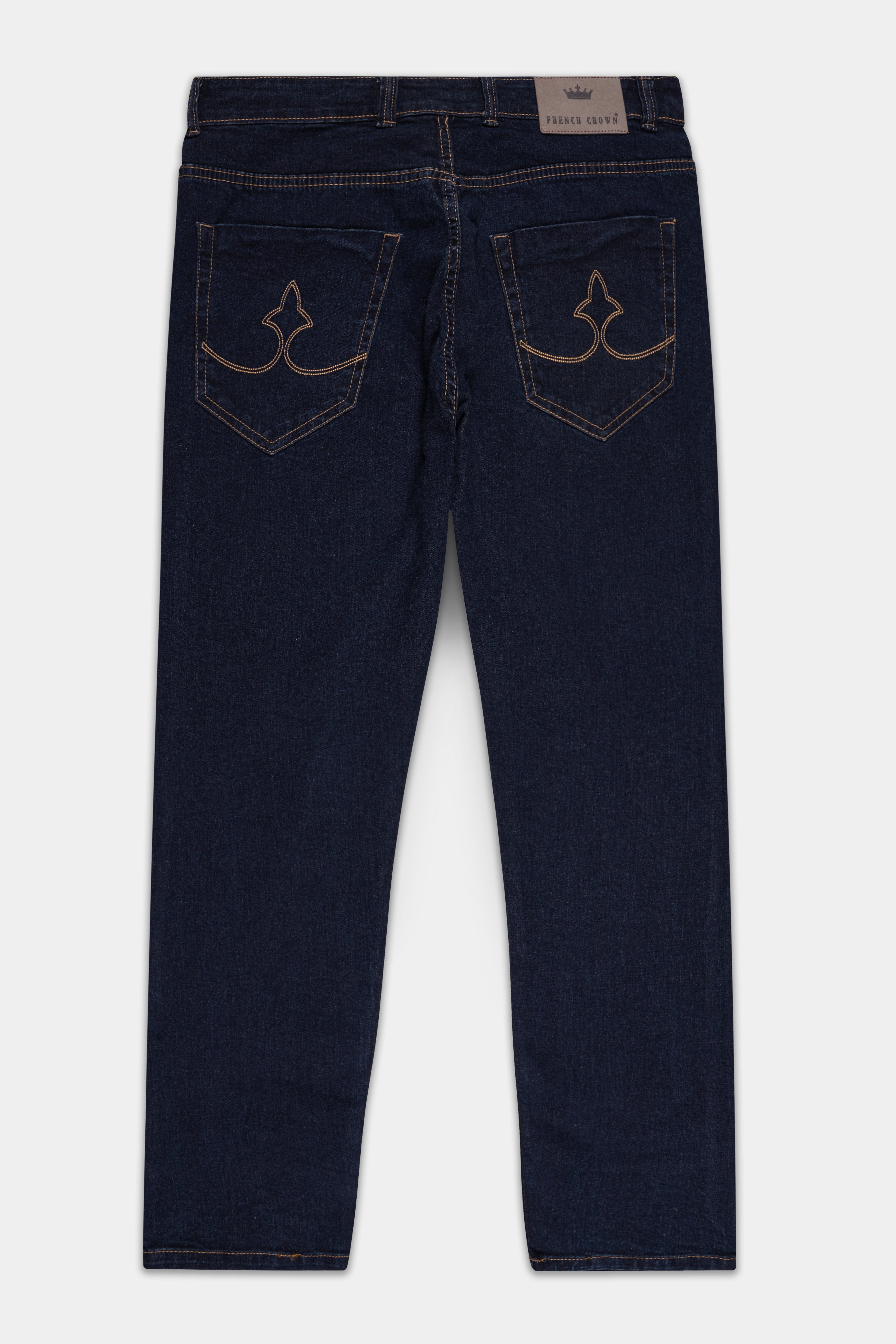 Thunder Blue Mildly Distressed Rinse Wash Stretchable Denim