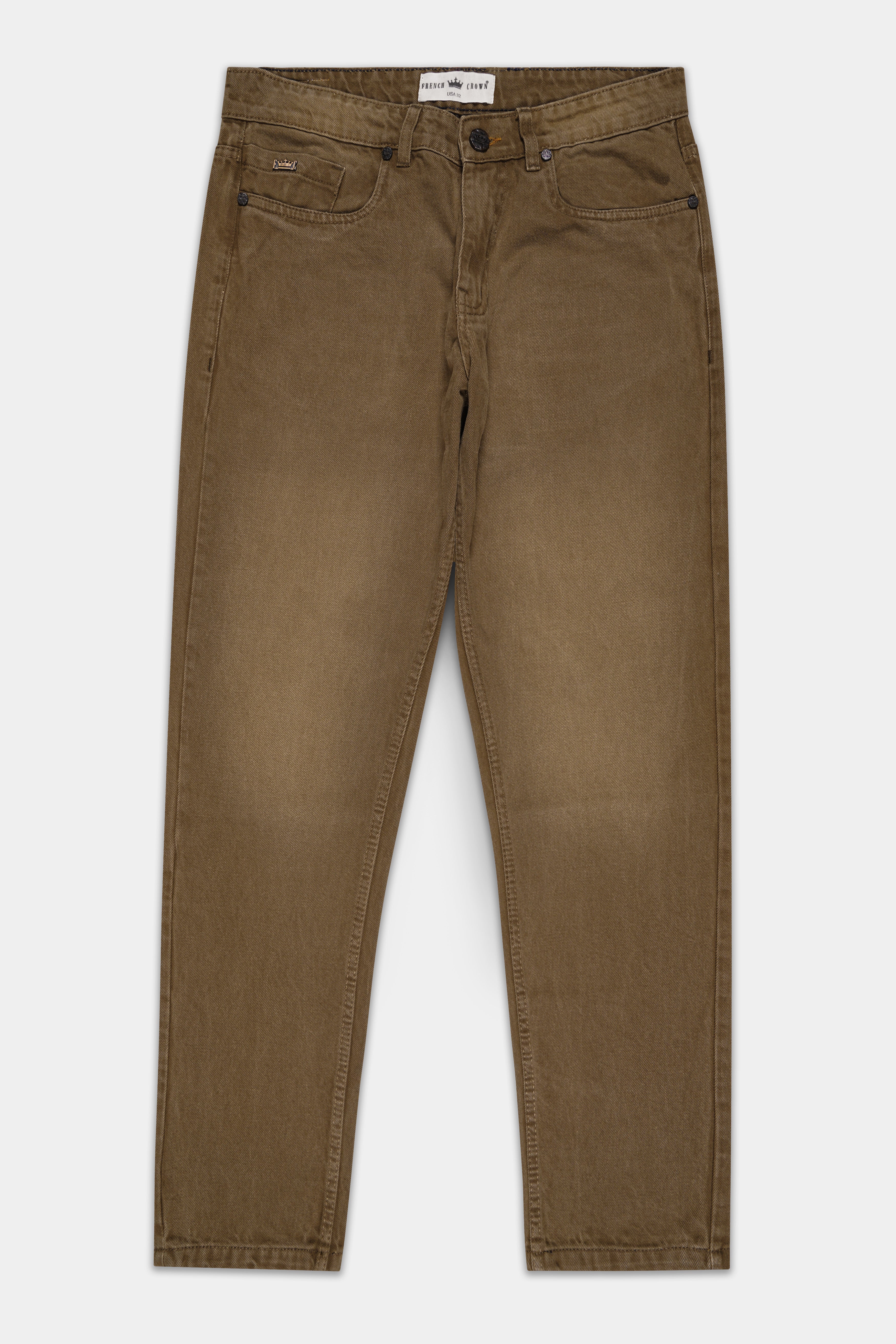 Dark Taupe Brown Rinse Denim