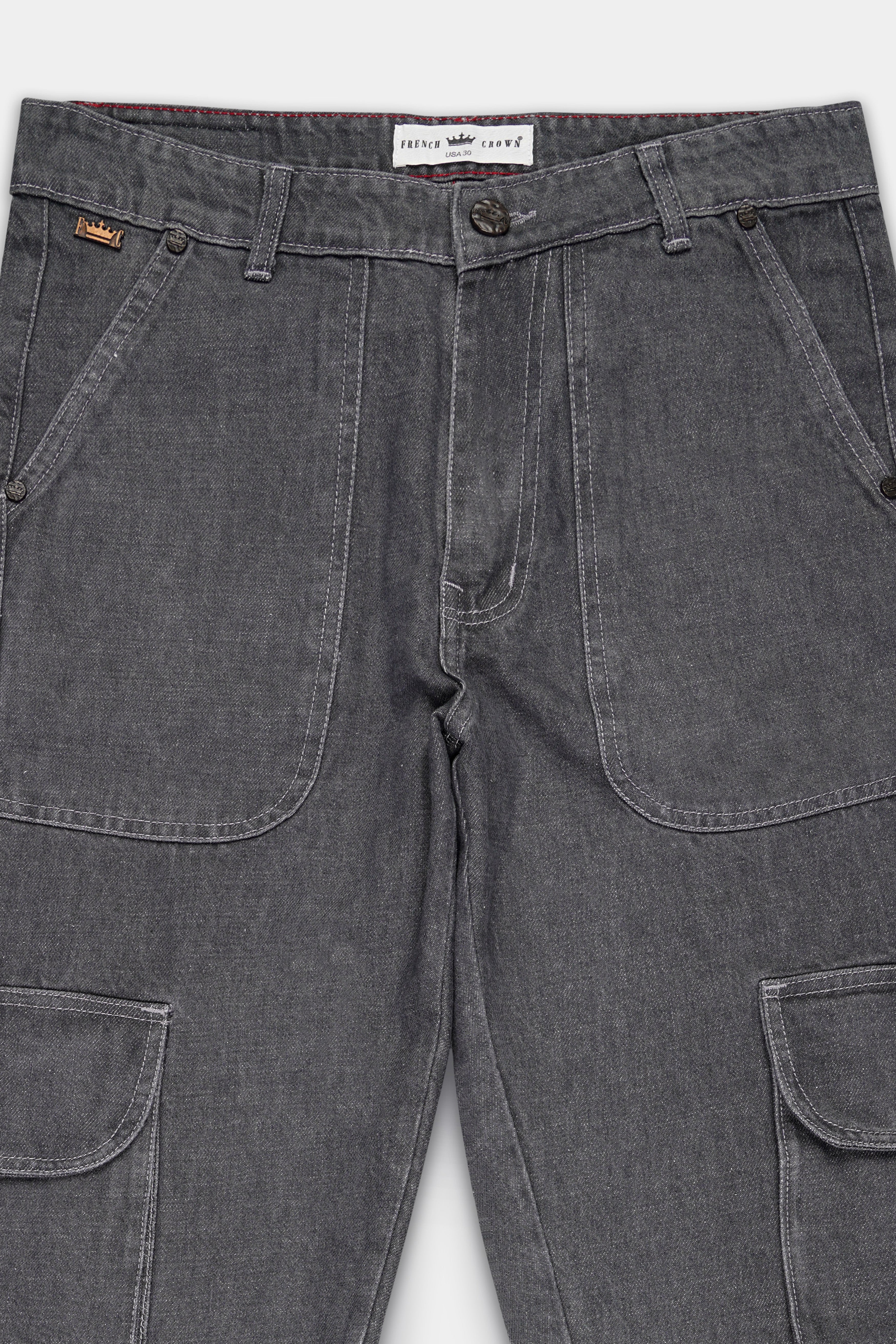 Smokey Gray Rinse Wash Cargo Denim