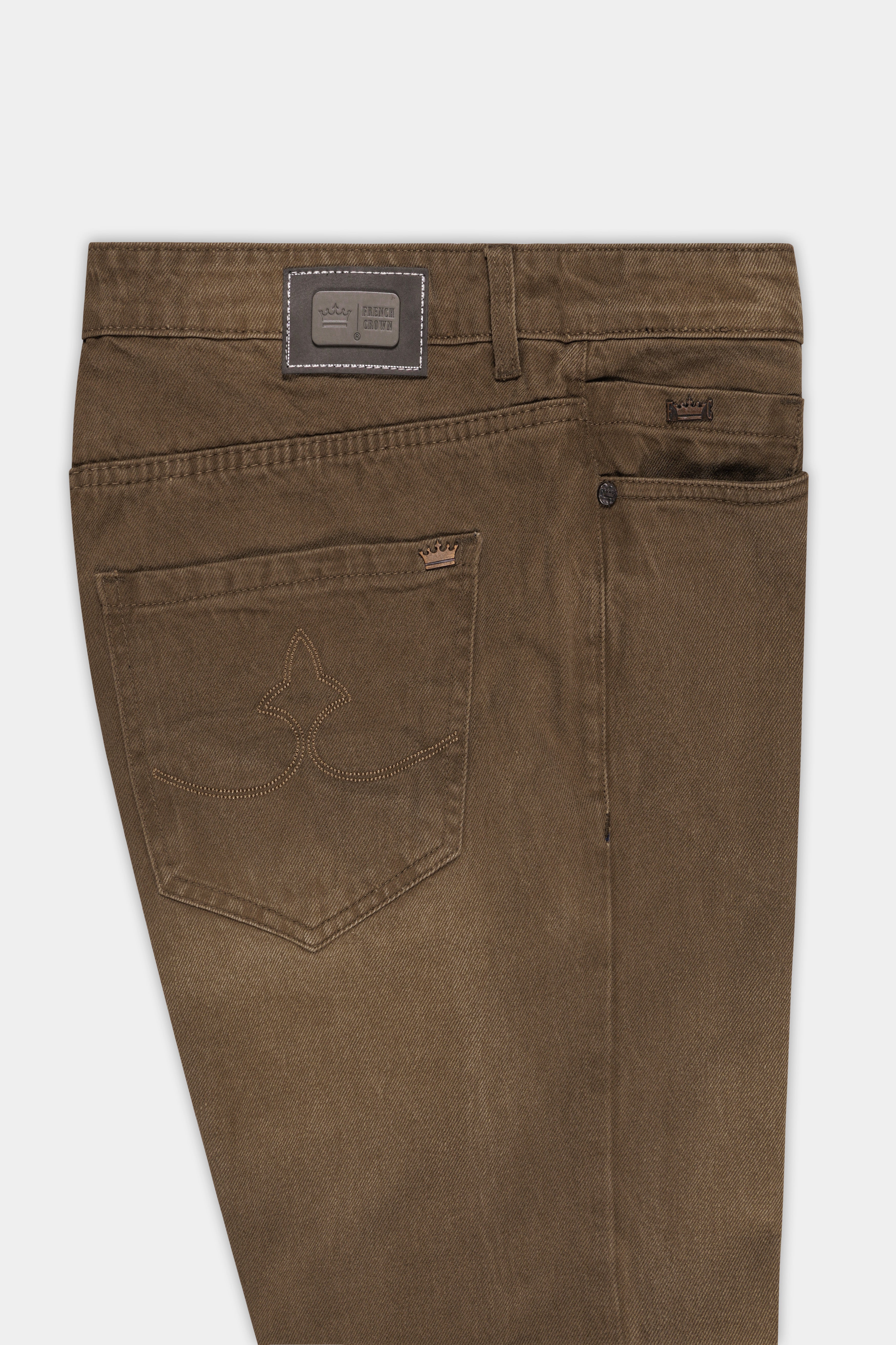 French Beige Brown Stone Wash Denim