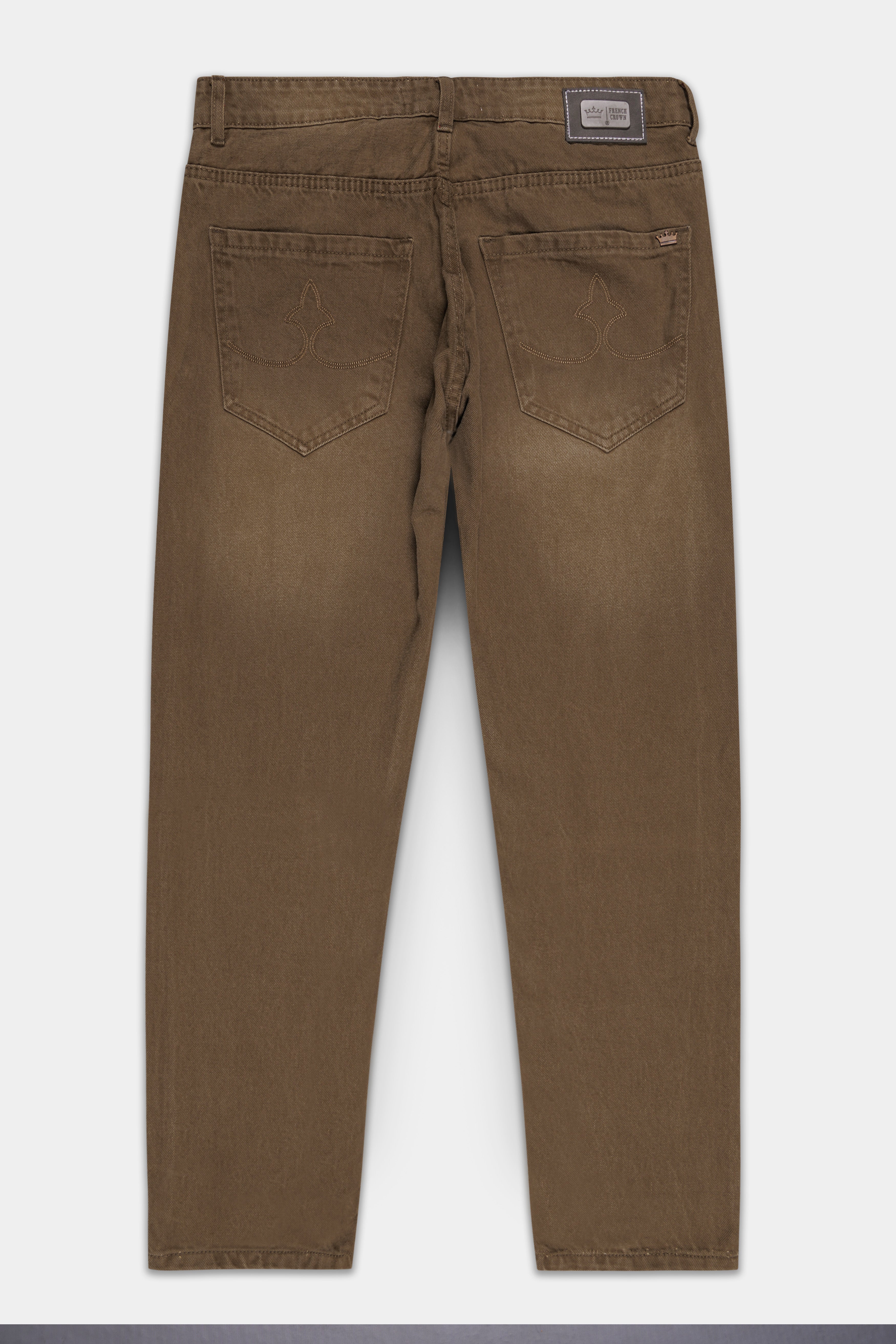 French Beige Brown Stone Wash Denim