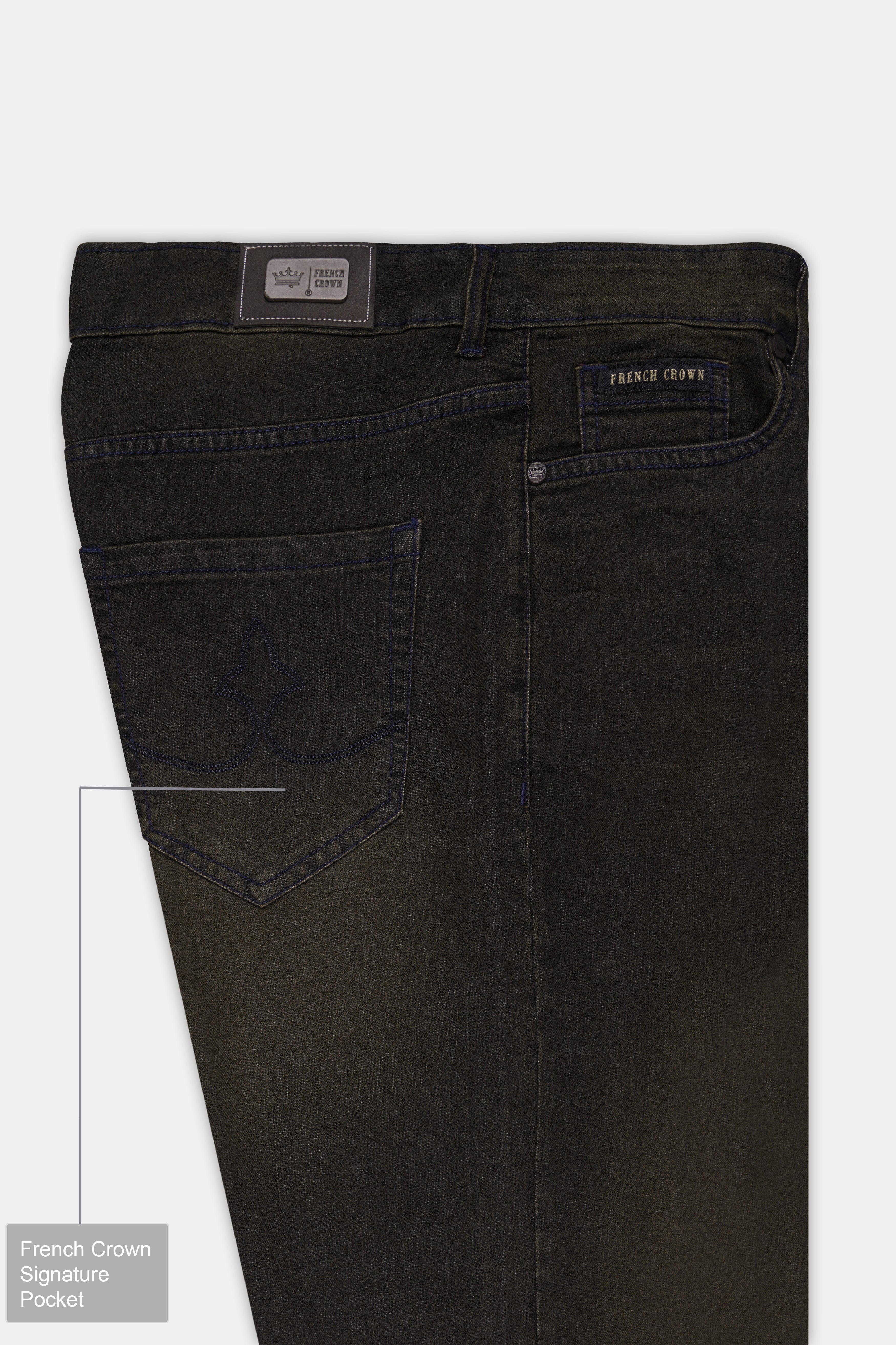 Bistro Brown Hand Sanding Stretchable Denim