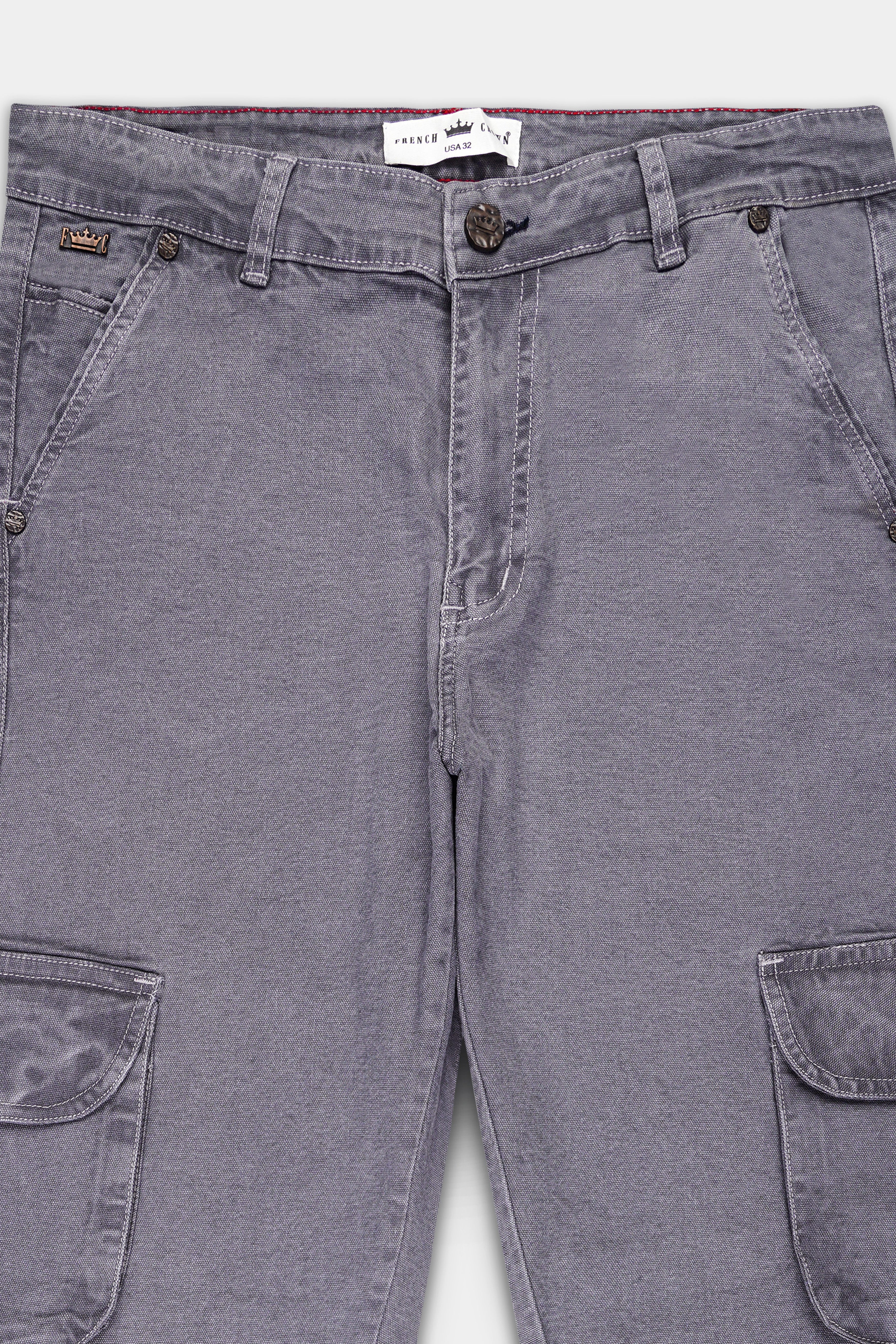 Shuttle Gray Rinse Wash Stretchable Cargo Denim